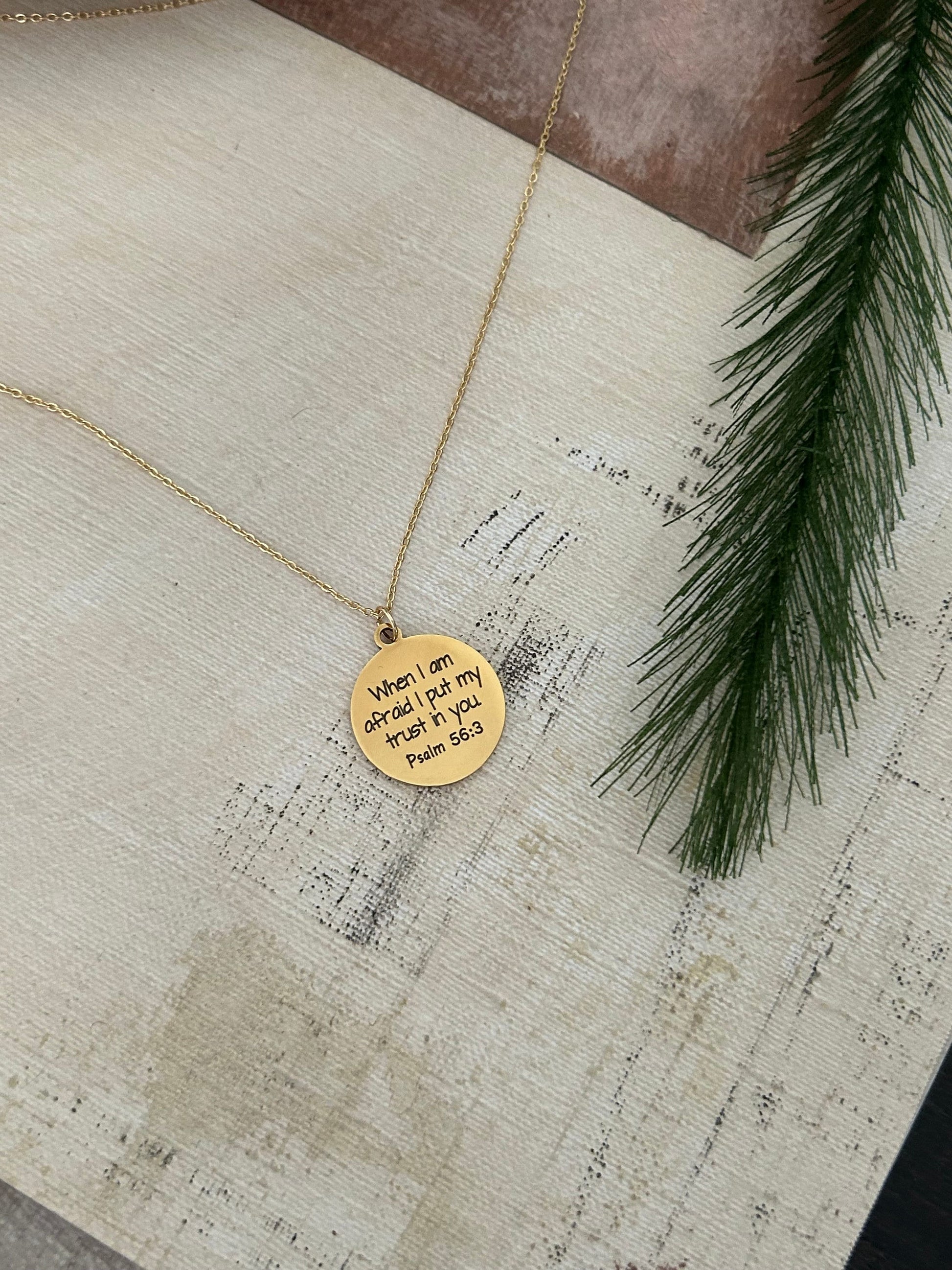 When I am afraid I put my trust in You Necklace, Christian Jewelry Gifts, Psalm 56:3, Faith Gift, Bible Verse Necklace, Scripture Charms