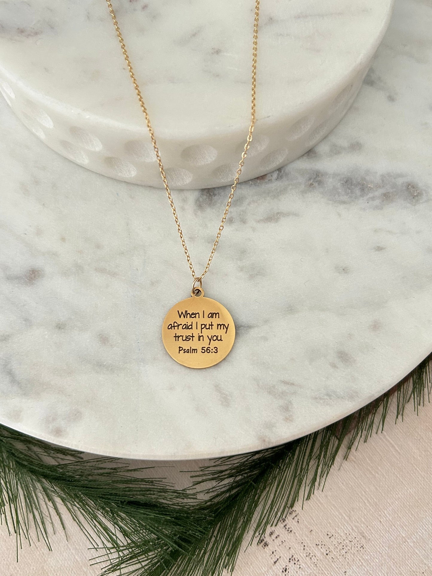 When I am afraid I put my trust in You Necklace, Christian Jewelry Gifts, Psalm 56:3, Faith Gift, Bible Verse Necklace, Scripture Charms