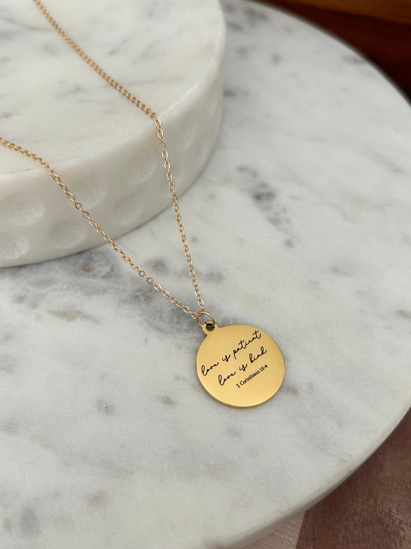 Love Bible Verse Necklace with 1 Corinthians 13 Scripture, Christian Gifts, Faith Jewelry, Wedding Gift, 16K Gold Plated