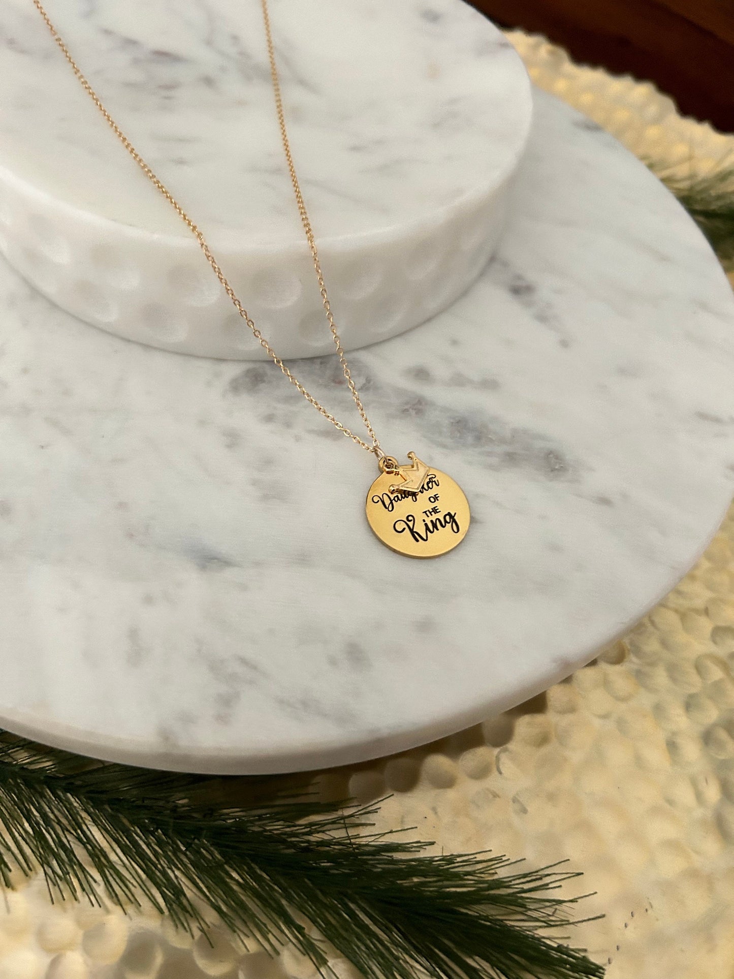 Daughter of The King Gold Necklace, Christian Gifts, Scripture Necklace, Gift for Daughter, Crown Charm Necklace, Mothers Day Gift, Baptism