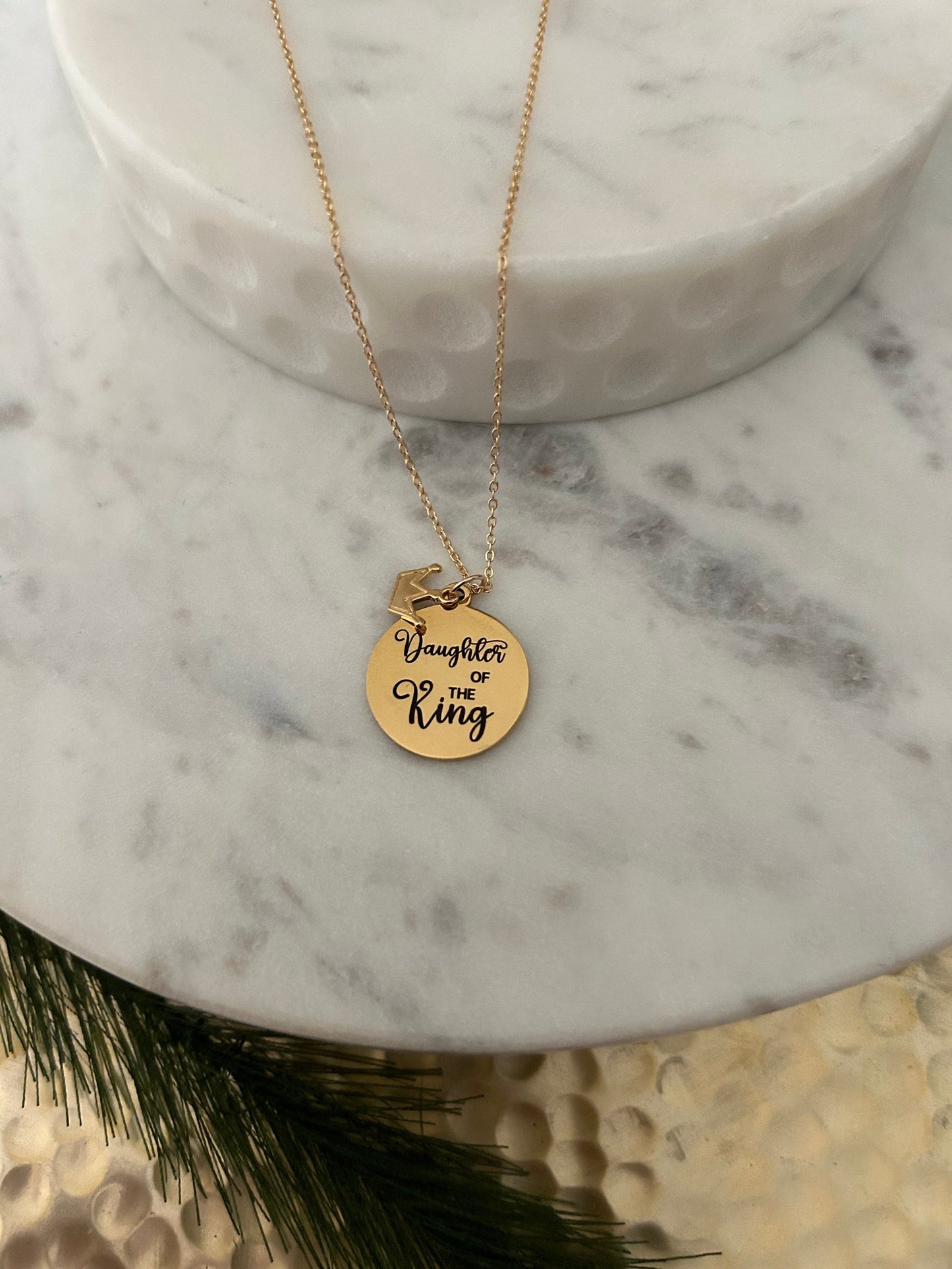 Daughter of The King Gold Necklace, Christian Gifts, Scripture Necklace, Gift for Daughter, Crown Charm Necklace, Mothers Day Gift, Baptism