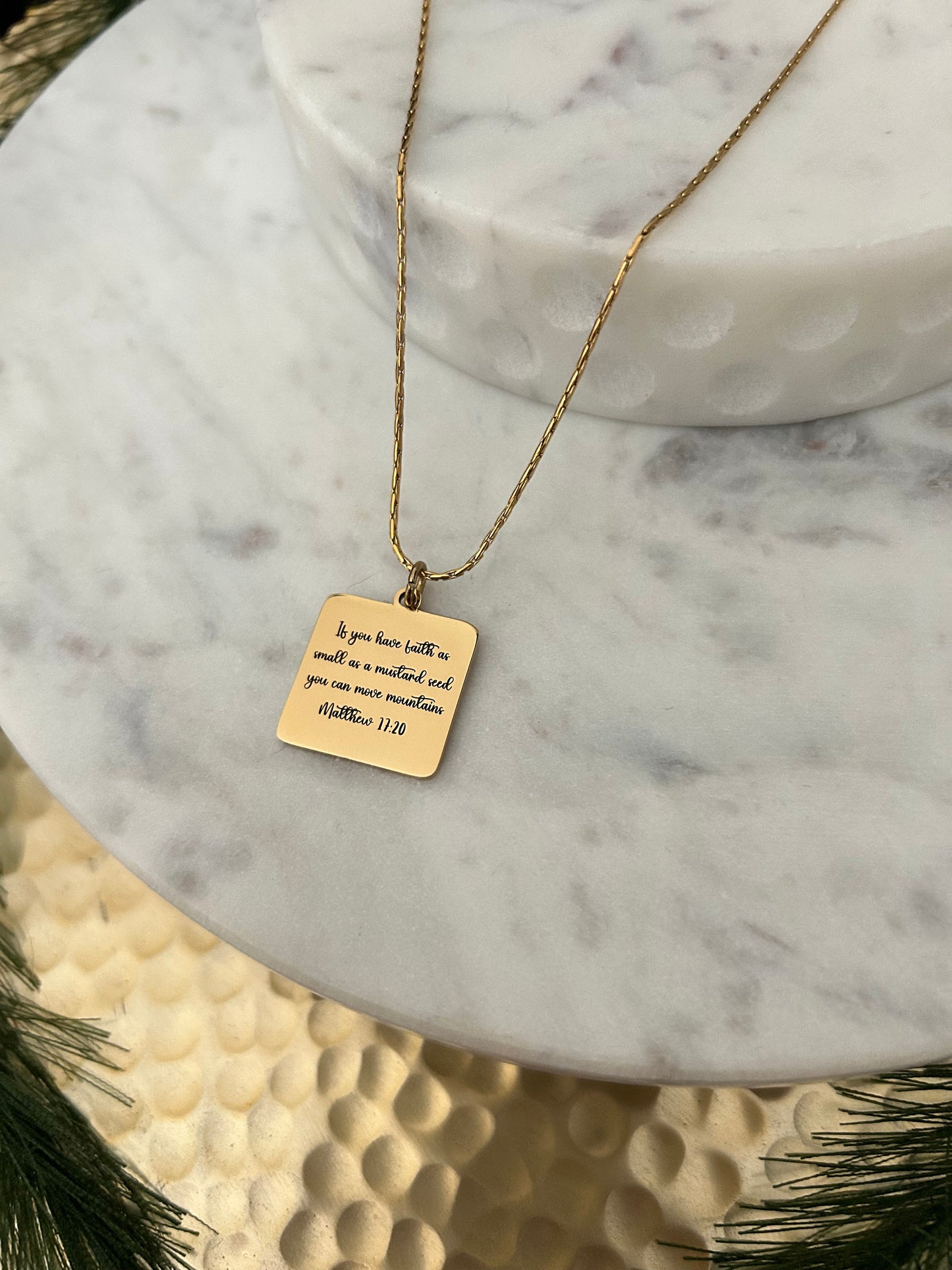 Mustard Seed Necklace Jewelry, Faith As Small As A Mustard Seed Can Move Mountains, Christian Gifts Jewelry, 18K Gold Plated, Mathew 17:20,