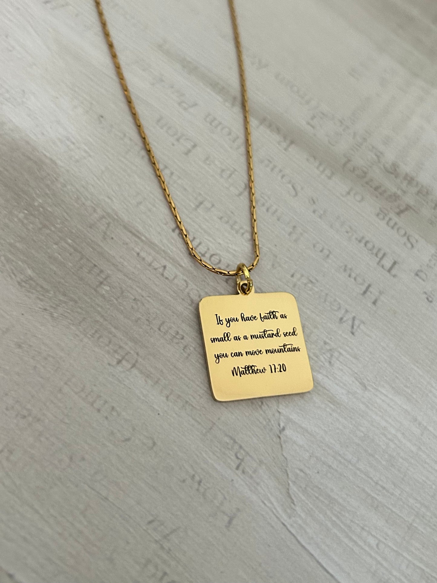 Mustard Seed Necklace Jewelry, Faith As Small As A Mustard Seed Can Move Mountains, Christian Gifts Jewelry, 18K Gold Plated, Mathew 17:20,