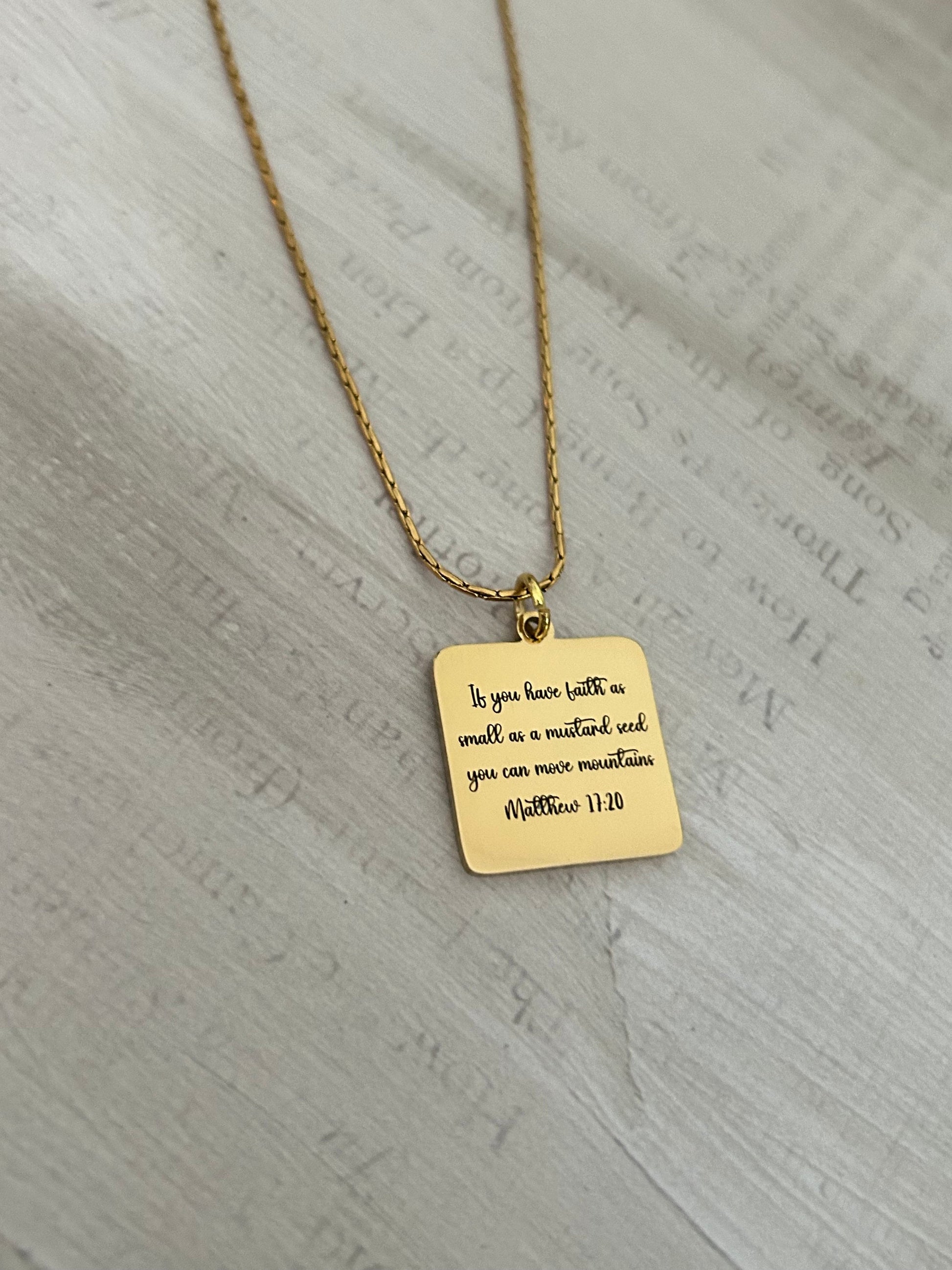 Mustard Seed Necklace Jewelry, Faith As Small As A Mustard Seed Can Move Mountains, Christian Gifts Jewelry, 18K Gold Plated, Mathew 17:20,