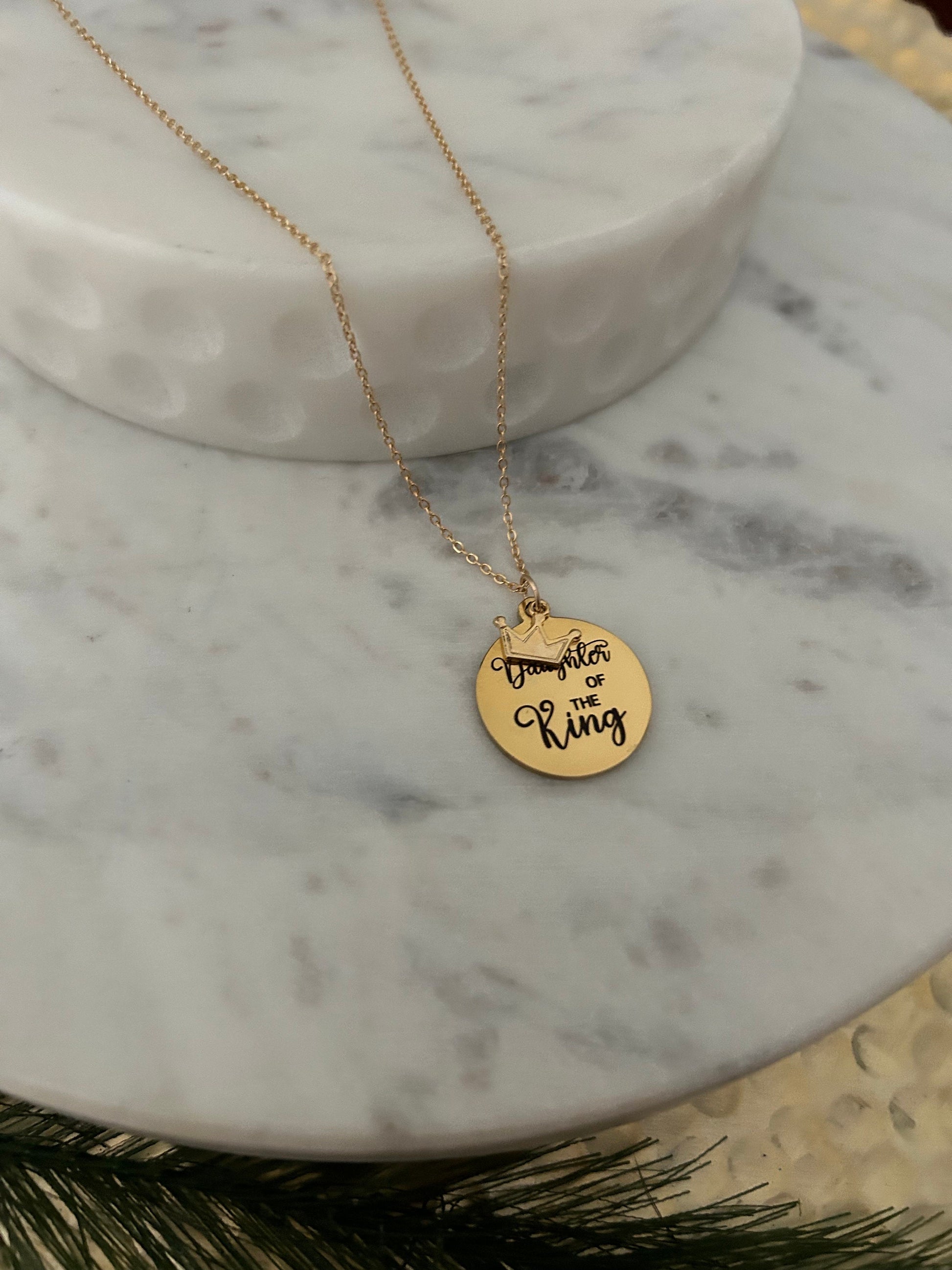 Daughter of The King Gold Necklace, Christian Gifts, Scripture Necklace, Gift for Daughter, Crown Charm Necklace, Mothers Day Gift, Baptism