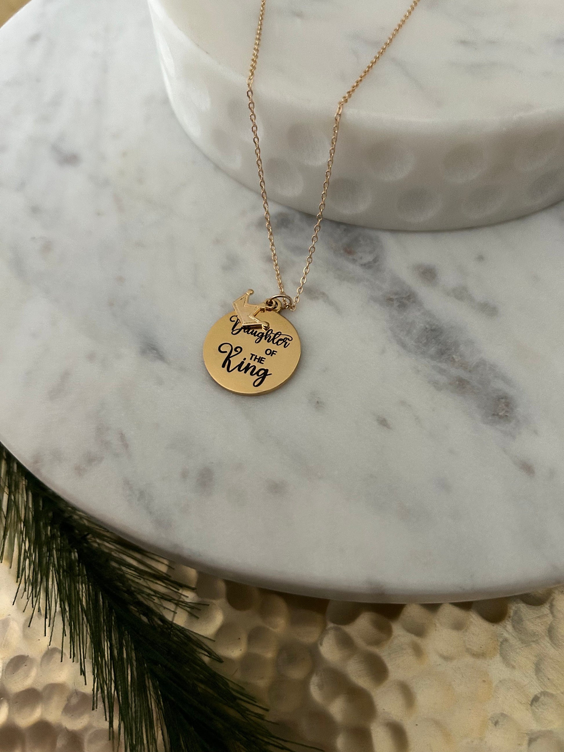 Daughter of The King Gold Necklace, Christian Gifts, Scripture Necklace, Gift for Daughter, Crown Charm Necklace, Mothers Day Gift, Baptism