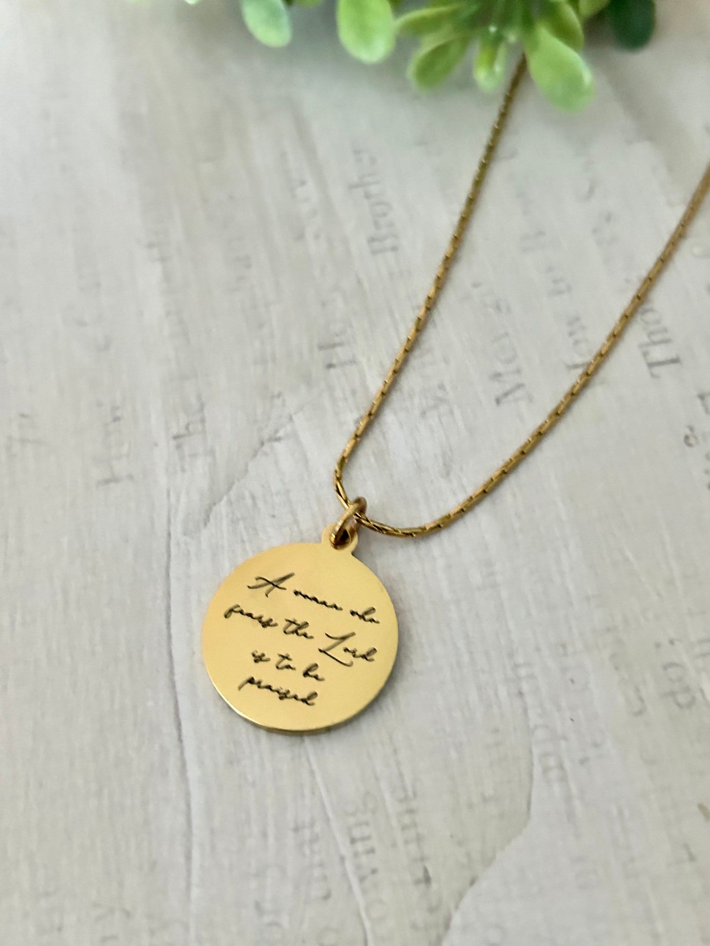 Proverbs 31 Gold Disc Necklace, A Woman who fears The Lord is to be praised, Christian Jewelry Gifts, Bible Verse Necklace, Proverbs Woman