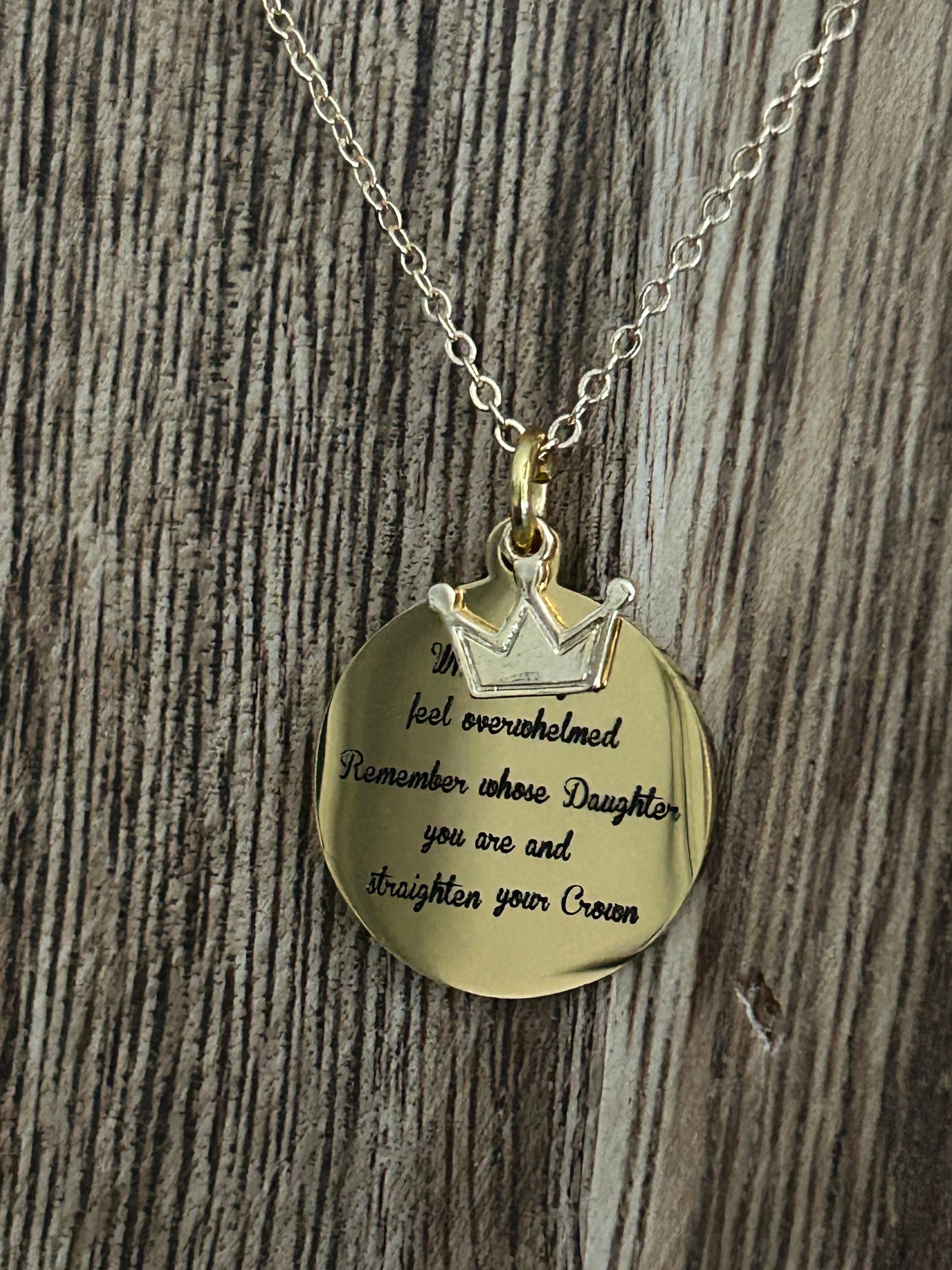 To My Daughter Straighten Your Crown Gold Charm Necklace, Inspirational Motivational Gift, Daughter of The King Necklace, gift for daughter