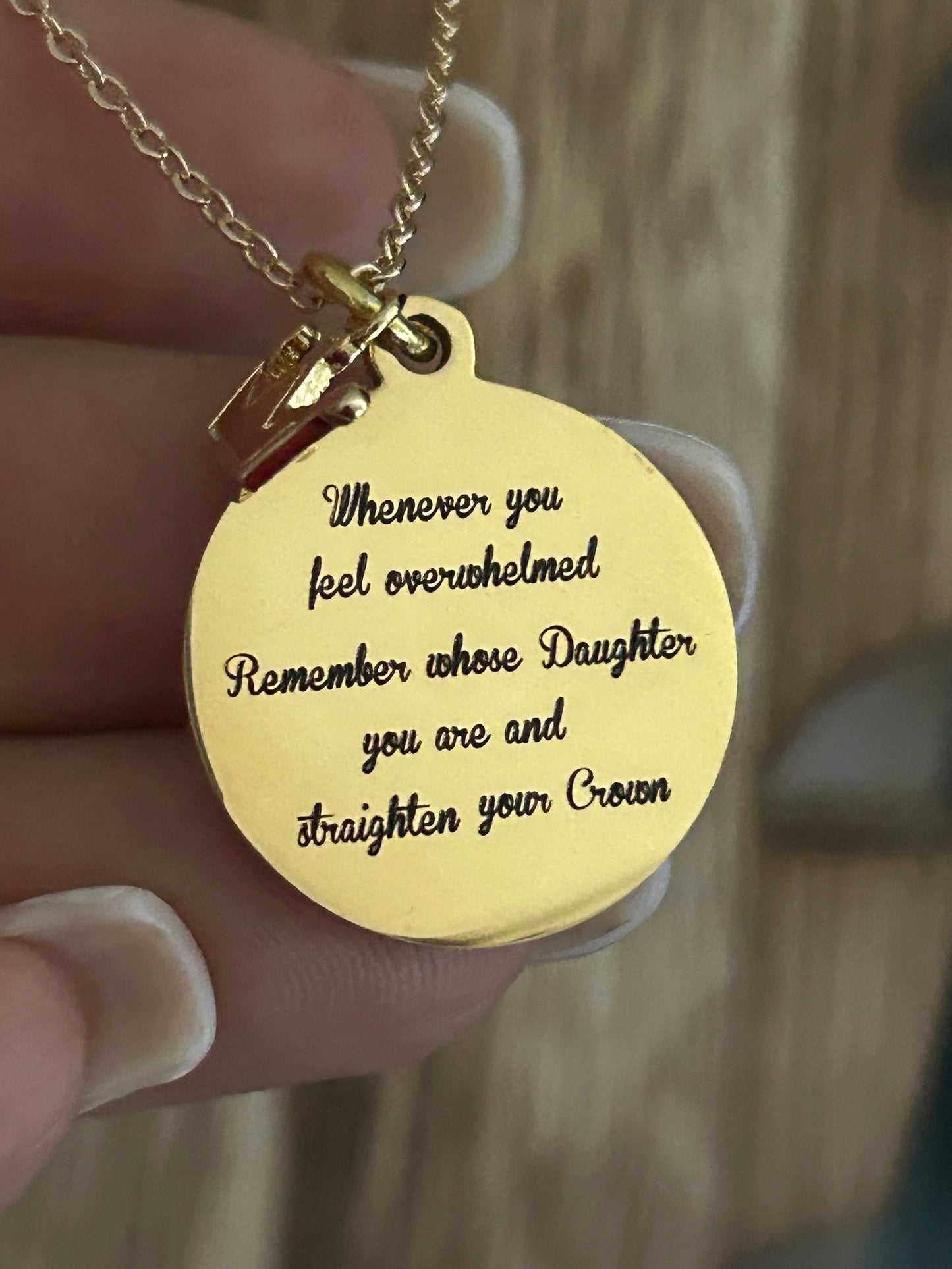 To My Daughter Straighten Your Crown Gold Charm Necklace, Inspirational Motivational Gift, Daughter of The King Necklace, gift for daughter