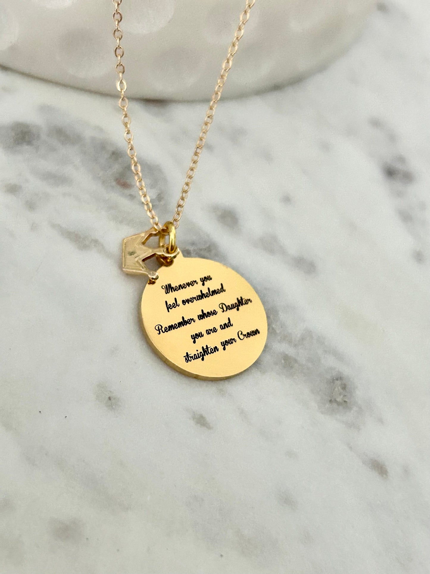 To My Daughter Straighten Your Crown Gold Charm Necklace, Inspirational Motivational Gift, Daughter of The King Necklace, gift for daughter