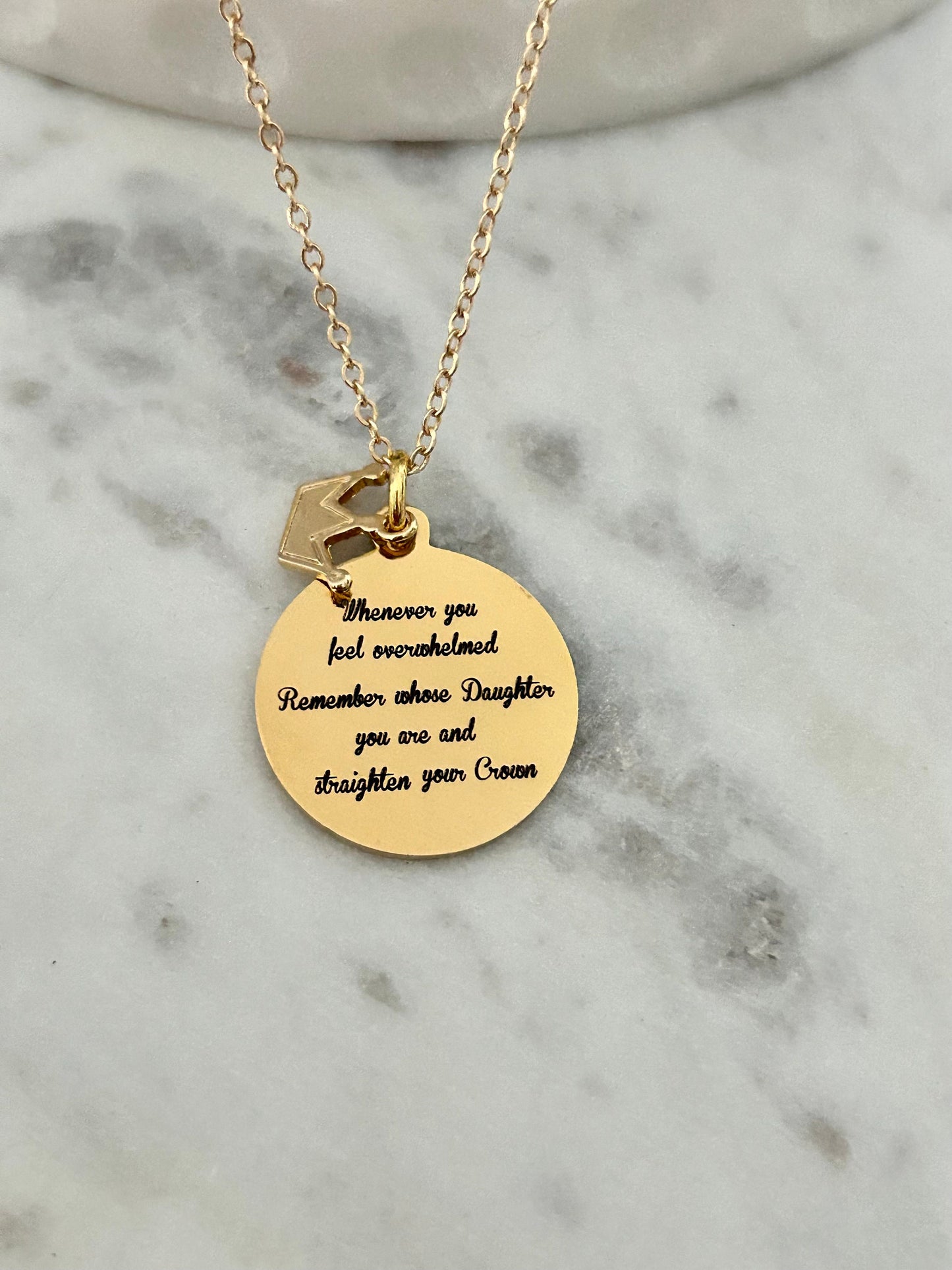 To My Daughter Straighten Your Crown Gold Charm Necklace, Inspirational Motivational Gift, Daughter of The King Necklace, gift for daughter