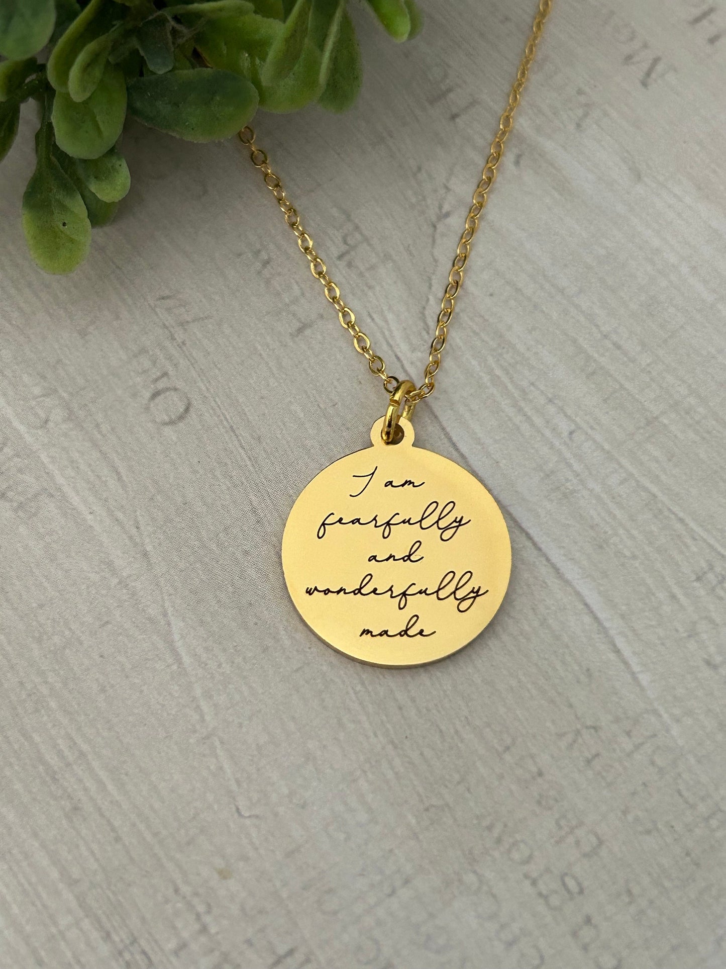 Fearfully and Wonderfully made bible verse Necklace, 16K Gold plated, Scripture Jewelry, Christian Gifts, Psalm 139:14, Mother’s Day gift