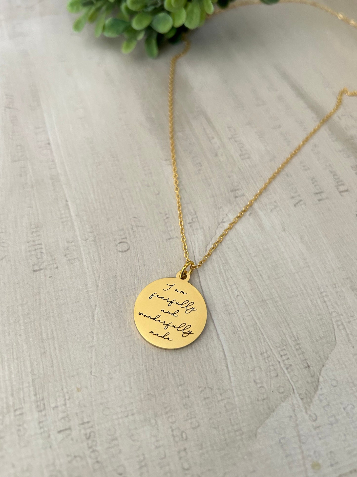 Fearfully and Wonderfully made bible verse Necklace, 16K Gold plated, Scripture Jewelry, Christian Gifts, Psalm 139:14, Mother’s Day gift