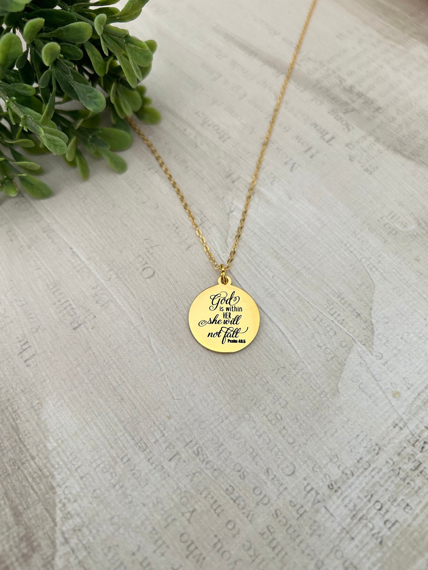 God is within her she will not fall Psalm 46:5 Bible Verse Necklace Christian Jewelry Christian Gifts Faith Necklace Scripture Necklace