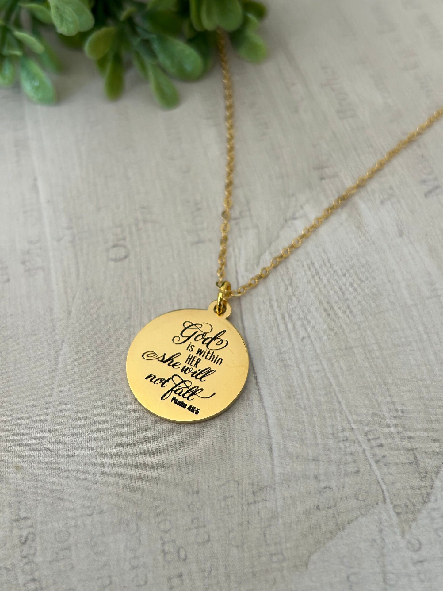 God is within her she will not fall Psalm 46:5 Bible Verse Necklace Christian Jewelry Christian Gifts Faith Necklace Scripture Necklace