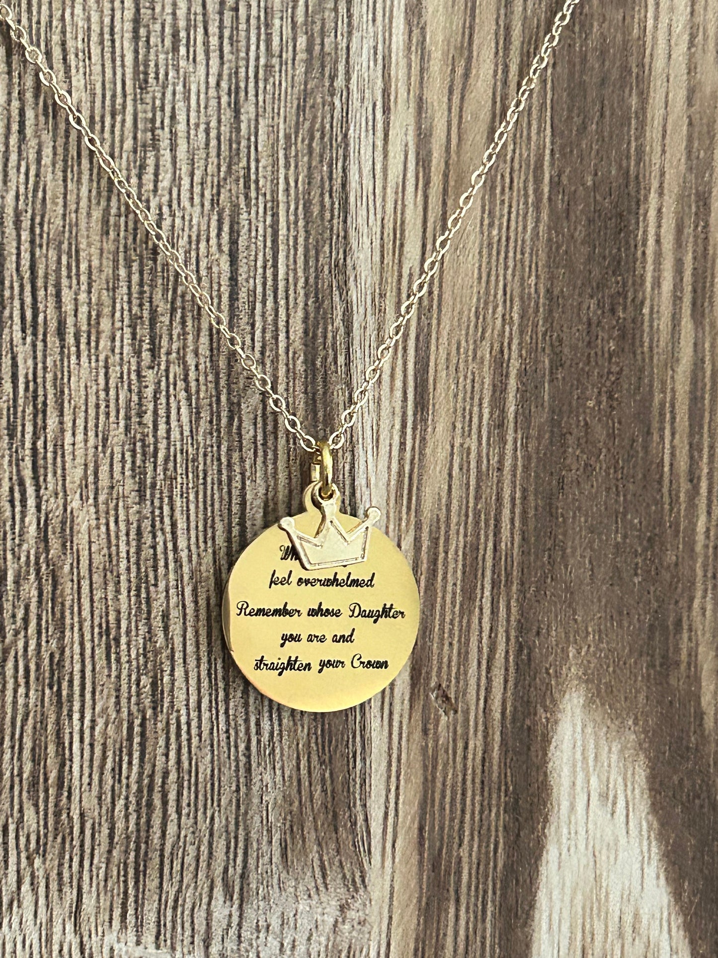 To My Daughter Straighten Your Crown Gold Charm Necklace, Inspirational Motivational Gift, Daughter of The King Necklace, gift for daughter