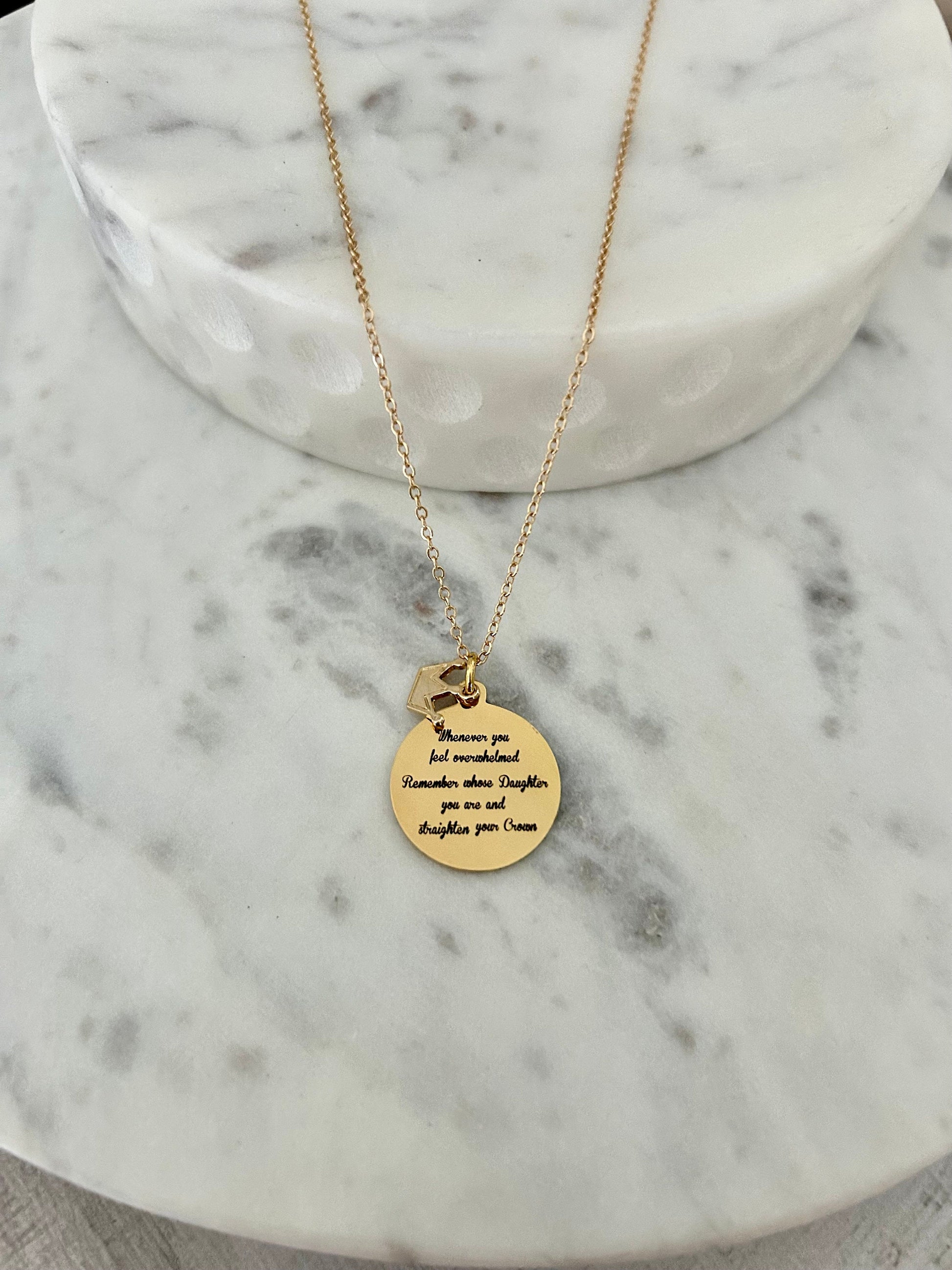 To My Daughter Straighten Your Crown Gold Charm Necklace, Inspirational Motivational Gift, Daughter of The King Necklace, gift for daughter