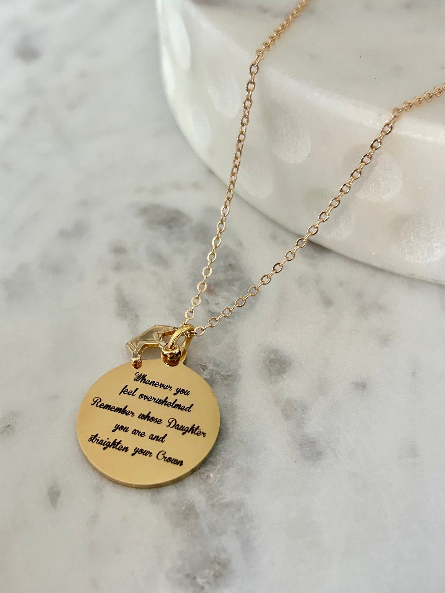 To My Daughter Straighten Your Crown Gold Charm Necklace, Inspirational Motivational Gift, Daughter of The King Necklace, gift for daughter