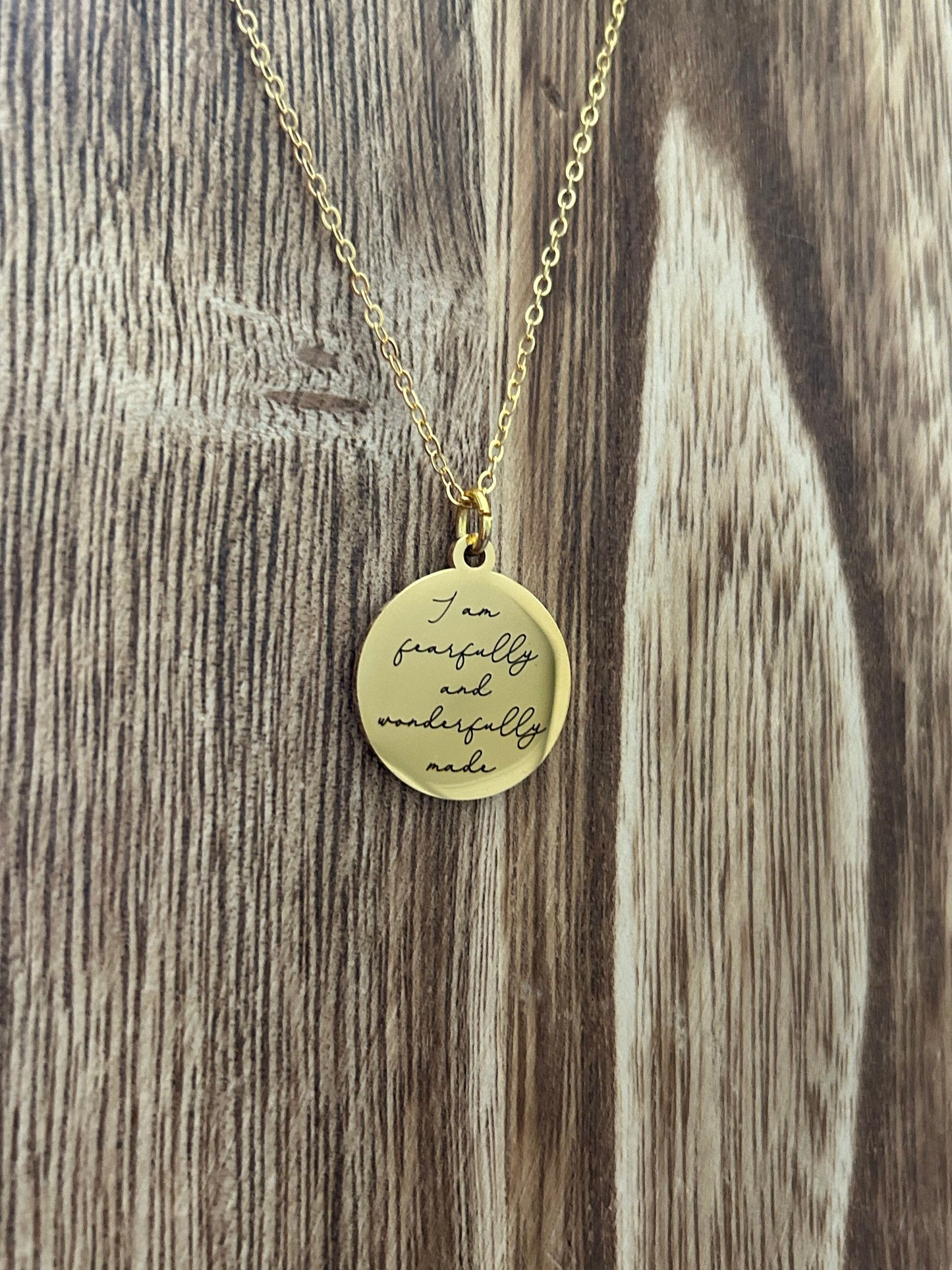 Fearfully and Wonderfully made bible verse Necklace, 16K Gold plated, Scripture Jewelry, Christian Gifts, Psalm 139:14, Mother’s Day gift