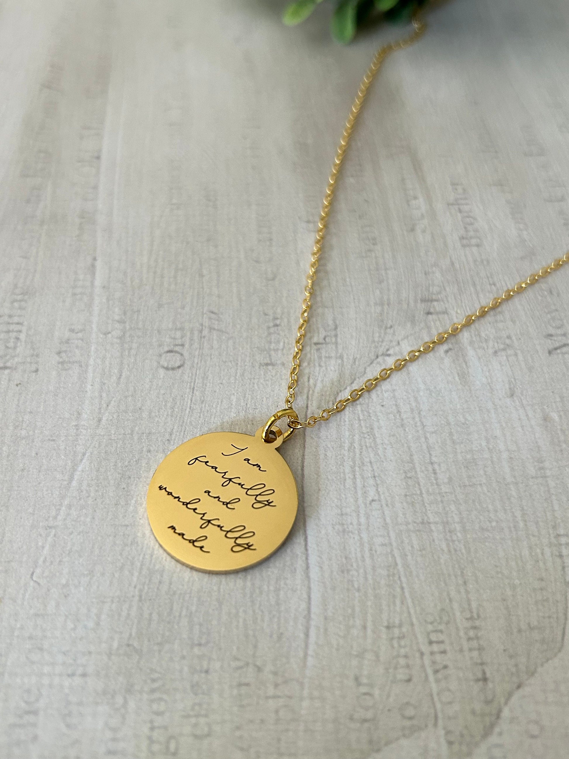 Fearfully and Wonderfully made bible verse Necklace, 16K Gold plated, Scripture Jewelry, Christian Gifts, Psalm 139:14, Mother’s Day gift