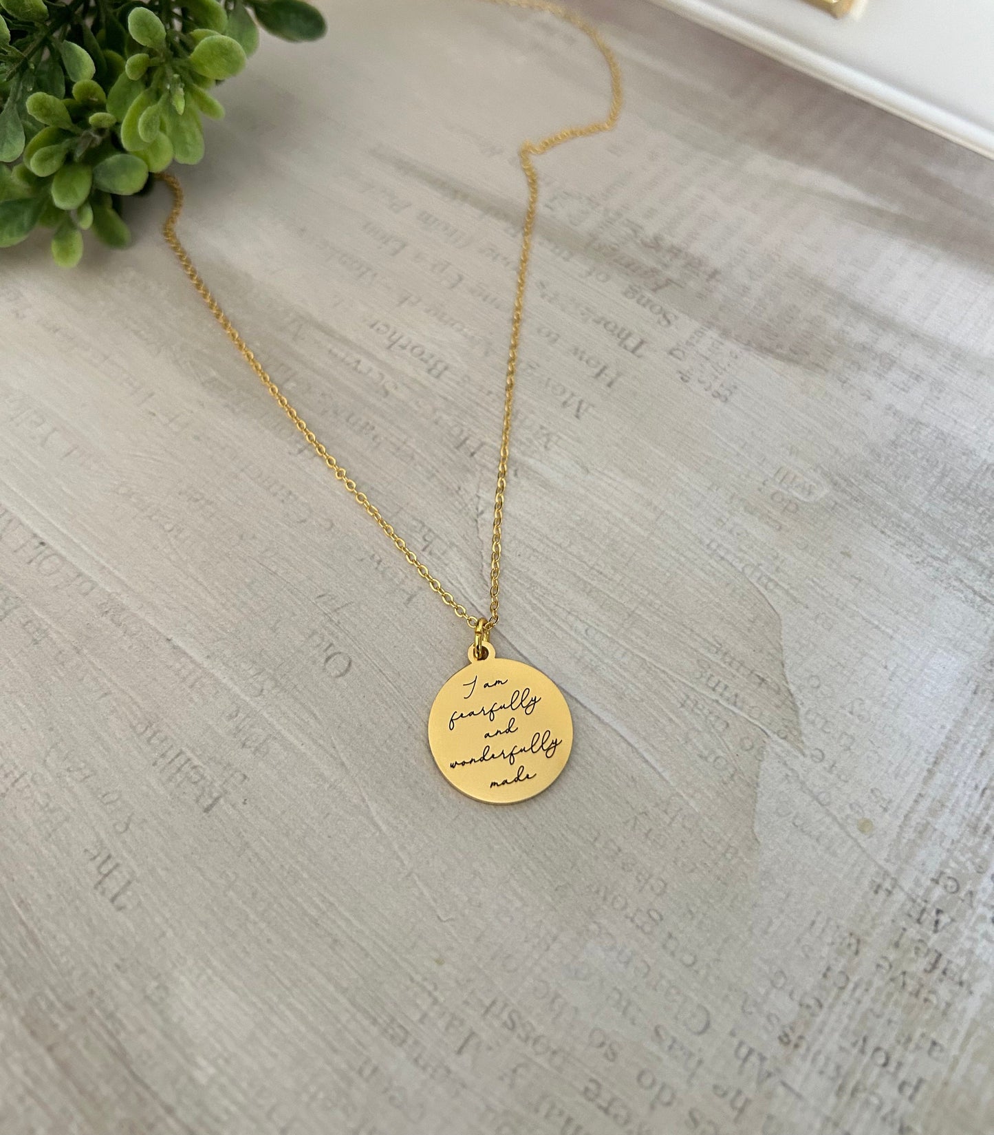 Fearfully and Wonderfully made bible verse Necklace, 16K Gold plated, Scripture Jewelry, Christian Gifts, Psalm 139:14, Mother’s Day gift