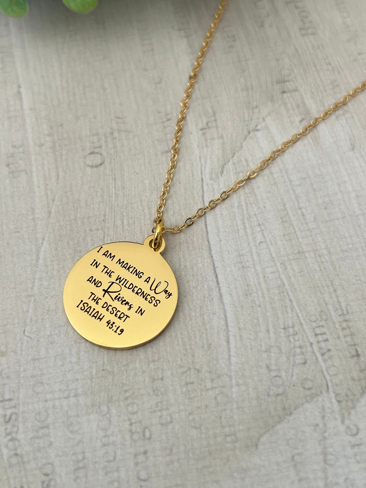 I am making a way in the wilderness Bible Necklace Isaiah 43:19, Christian Gifts, Motivational Necklace, Gift for Mom, Inspirational Jewelry