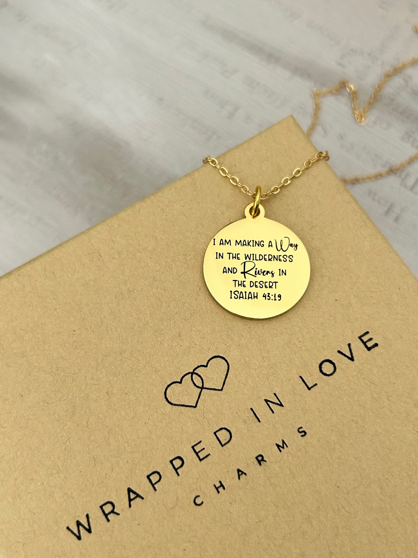 I am making a way in the wilderness Bible Necklace Isaiah 43:19, Christian Gifts, Motivational Necklace, Gift for Mom, Inspirational Jewelry