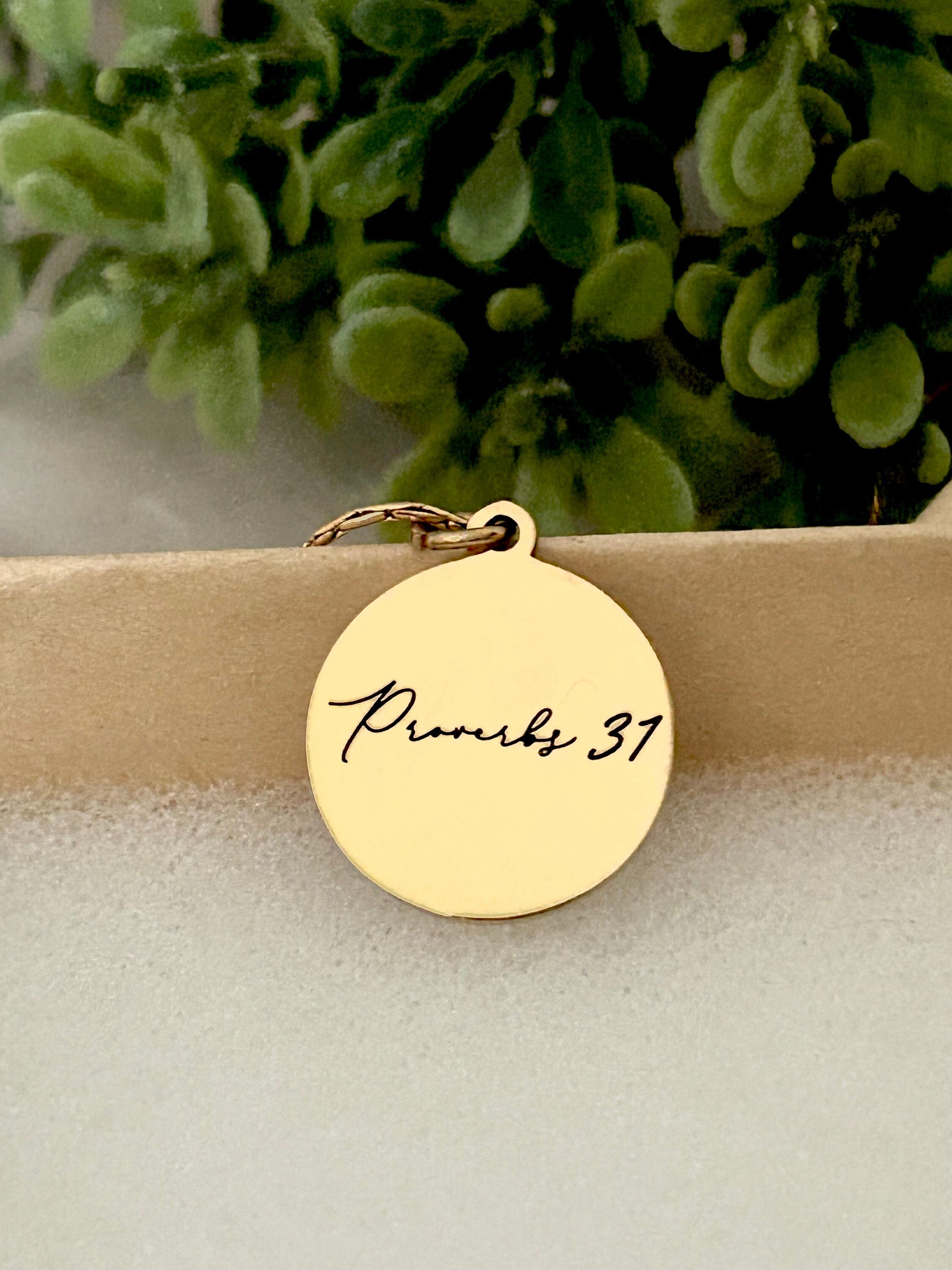 Proverbs 31 Gold Disc Necklace, A Woman who fears The Lord is to be praised, Christian Jewelry Gifts, Bible Verse Necklace, Proverbs Woman