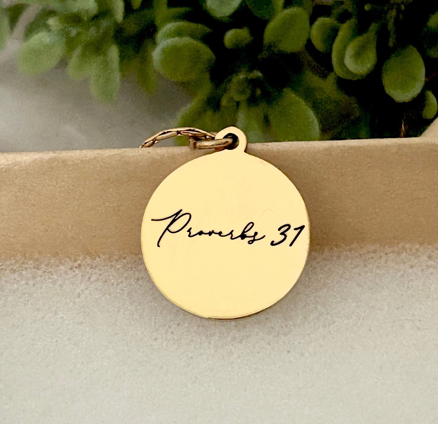 Proverbs 31 Gold Disc Necklace, A Woman who fears The Lord is to be praised, Christian Jewelry Gifts, Bible Verse Necklace, Proverbs Woman