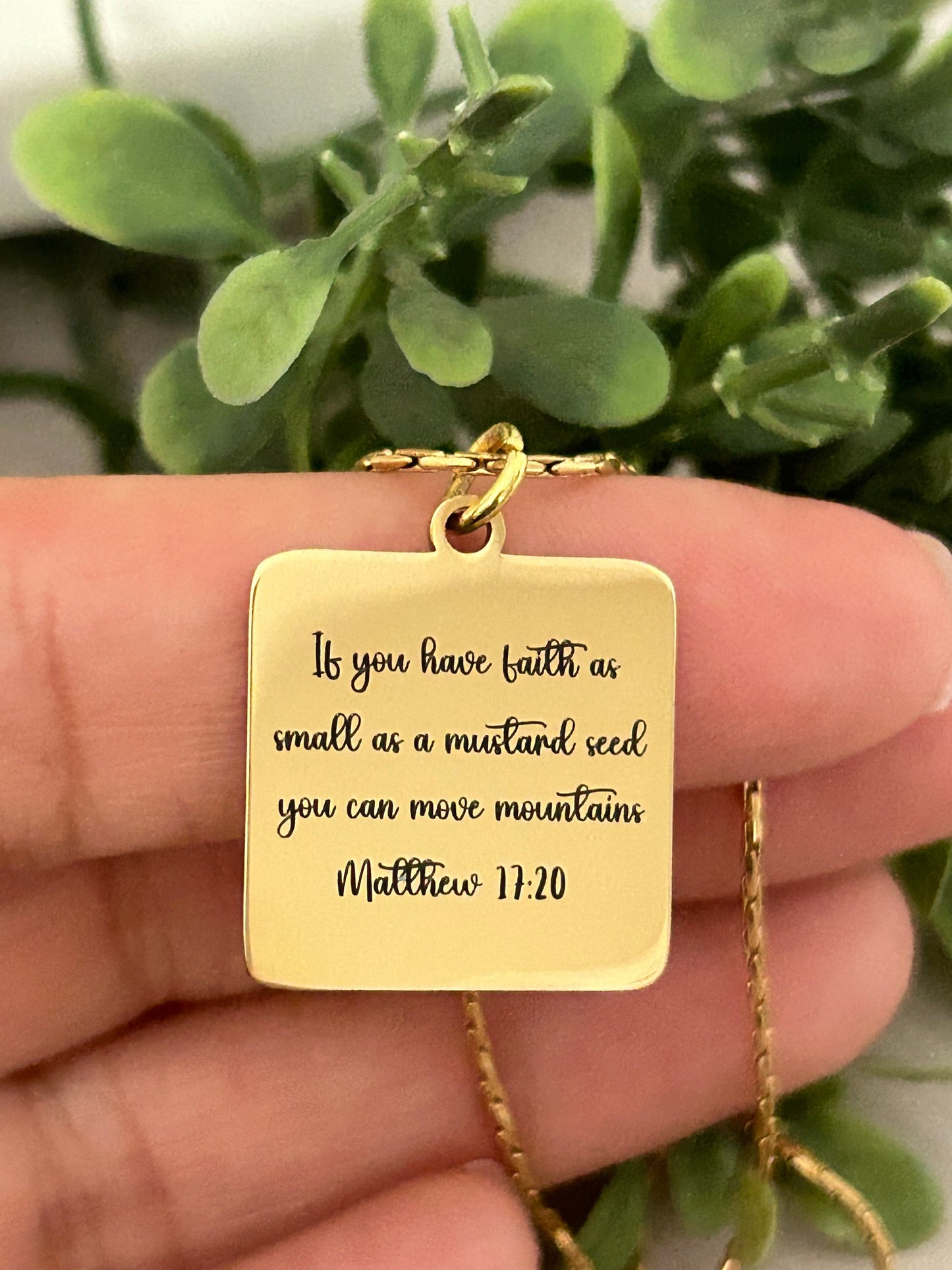 Mustard Seed Necklace Jewelry, Faith As Small As A Mustard Seed Can Move Mountains, Christian Gifts Jewelry, 18K Gold Plated, Mathew 17:20,