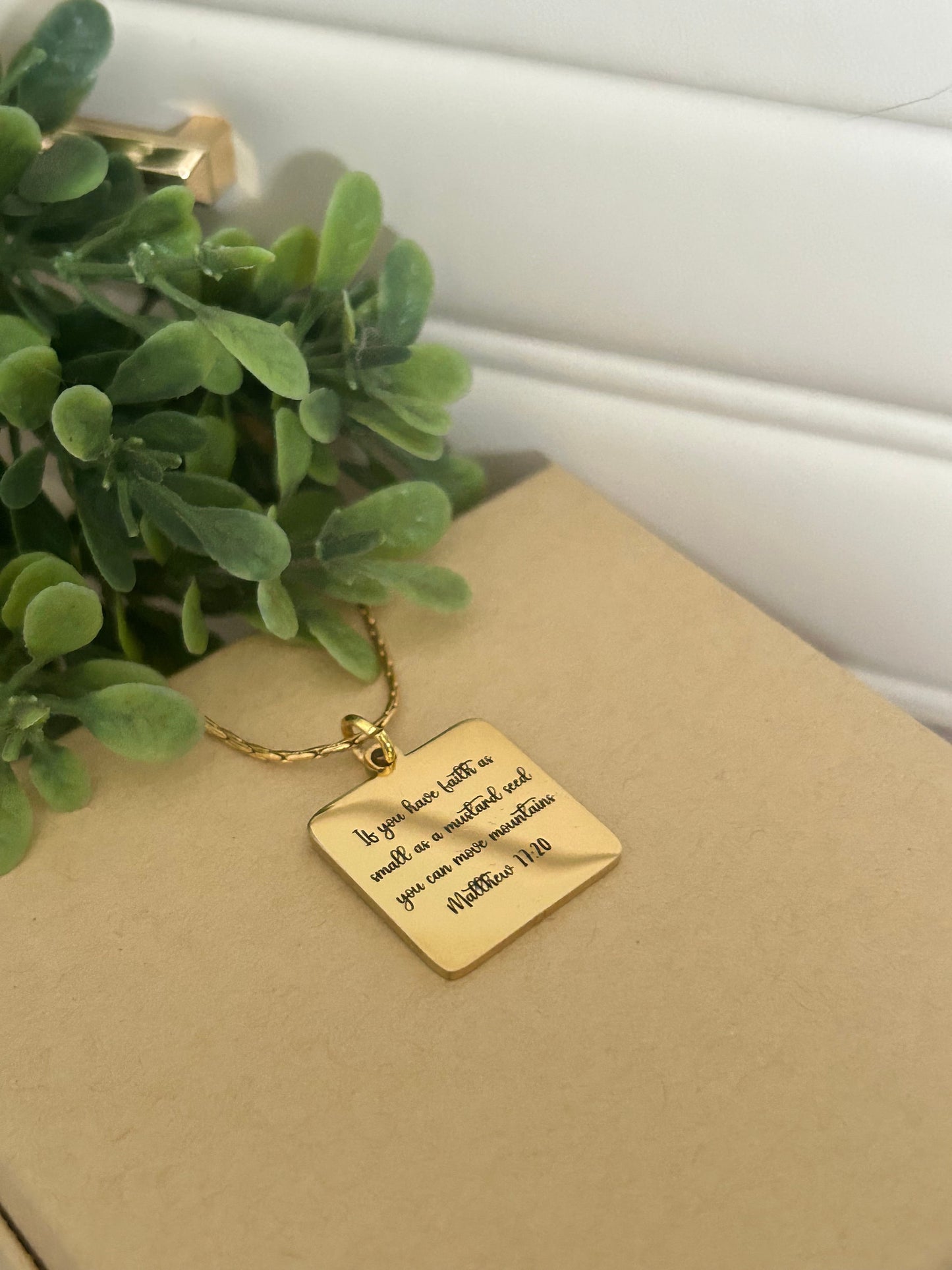 Mustard Seed Necklace Jewelry, Faith As Small As A Mustard Seed Can Move Mountains, Christian Gifts Jewelry, 18K Gold Plated, Mathew 17:20,