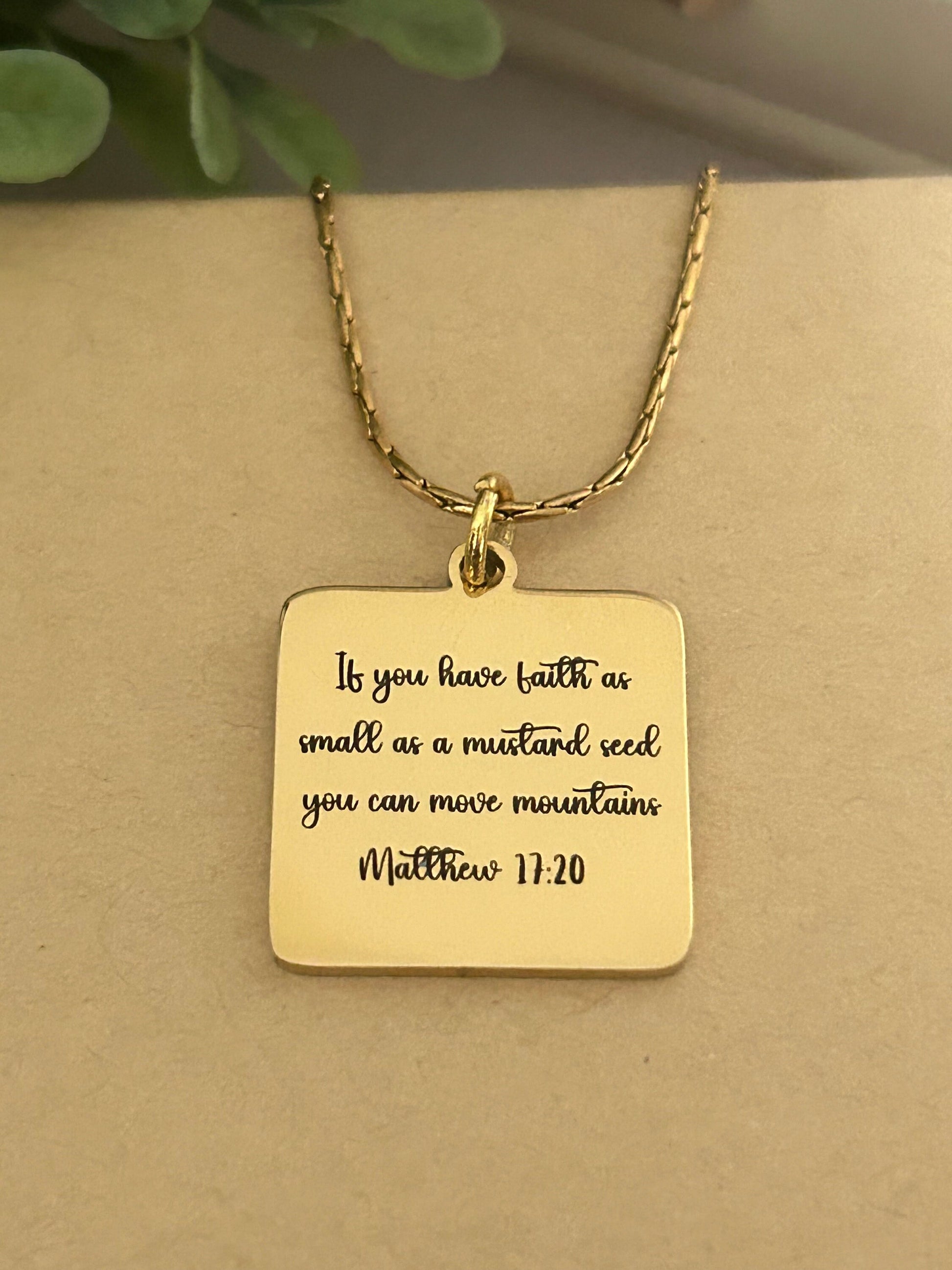 Mustard seed Bible Verse Necklace, Christian Gifts, Scripture Necklace, Mathew 17:20, Easter Jewelry, gift for Mom, Faith can move mountains