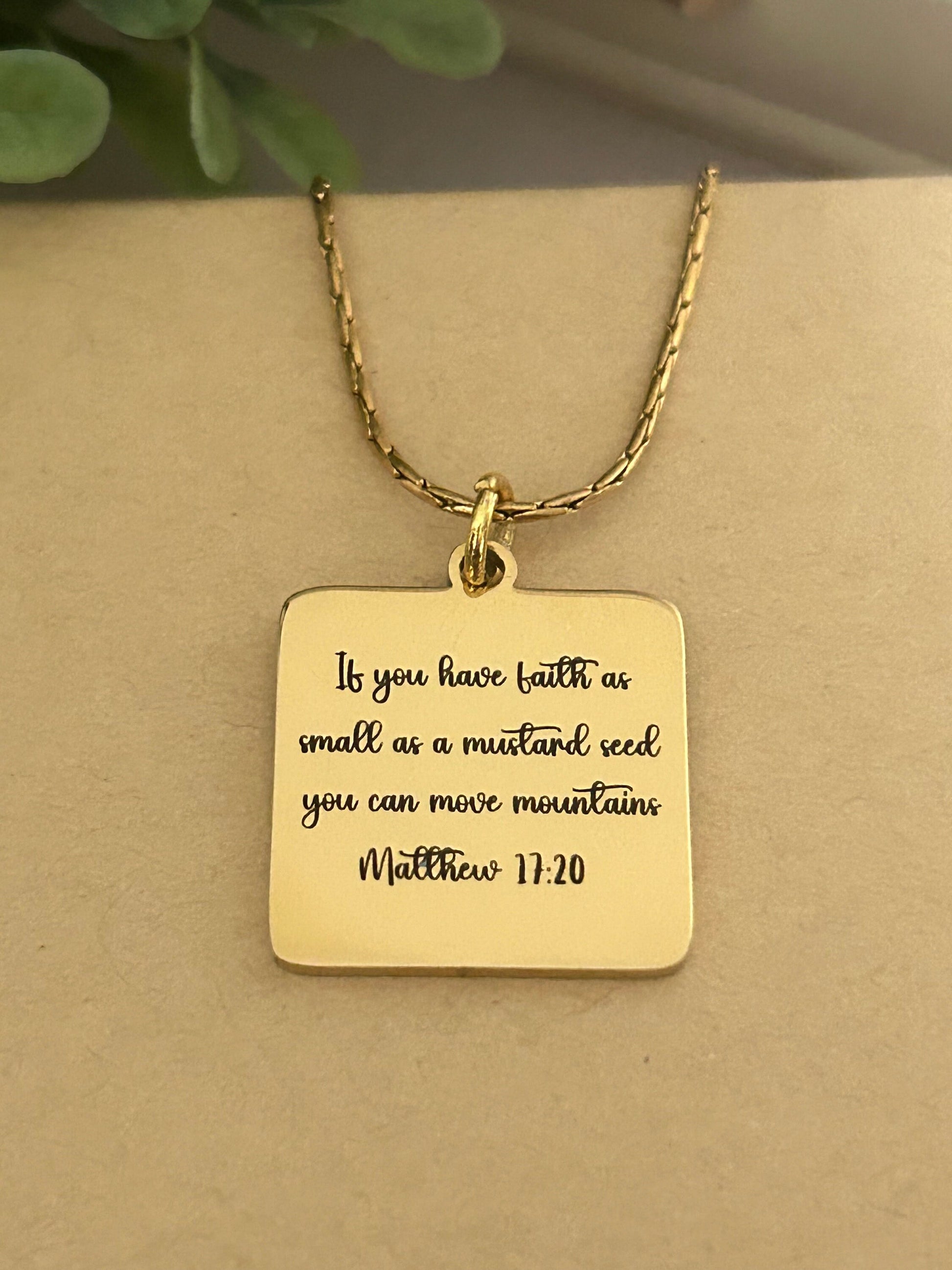 Mustard Seed Necklace Jewelry, Faith As Small As A Mustard Seed Can Move Mountains, Christian Gifts Jewelry, 18K Gold Plated, Mathew 17:20,