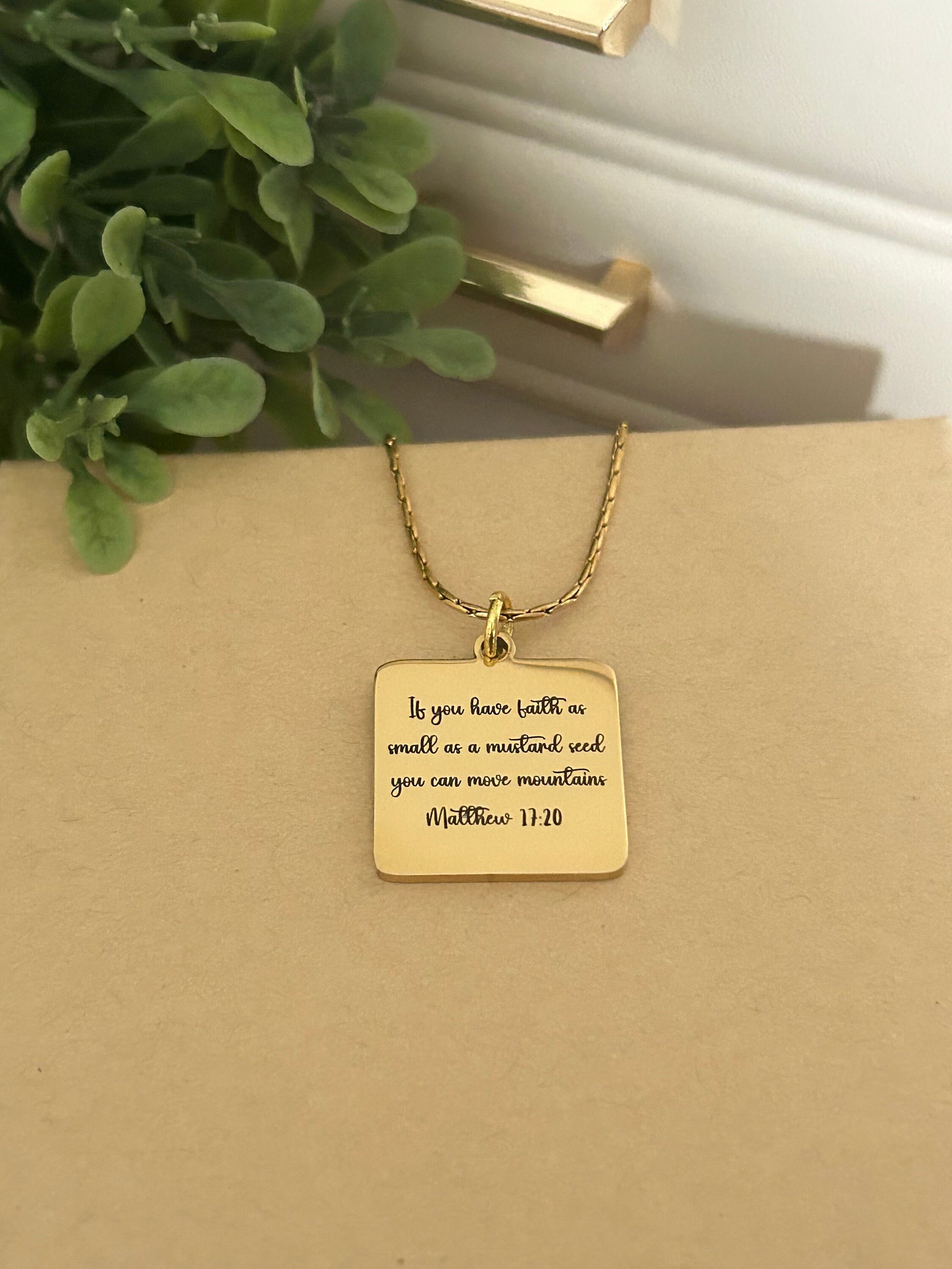 Mustard Seed Necklace Jewelry, Faith As Small As A Mustard Seed Can Move Mountains, Christian Gifts Jewelry, 18K Gold Plated, Mathew 17:20,