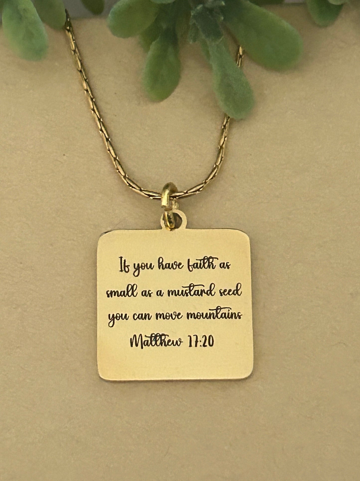 Mustard Seed Necklace Jewelry, Faith As Small As A Mustard Seed Can Move Mountains, Christian Gifts Jewelry, 18K Gold Plated, Mathew 17:20,