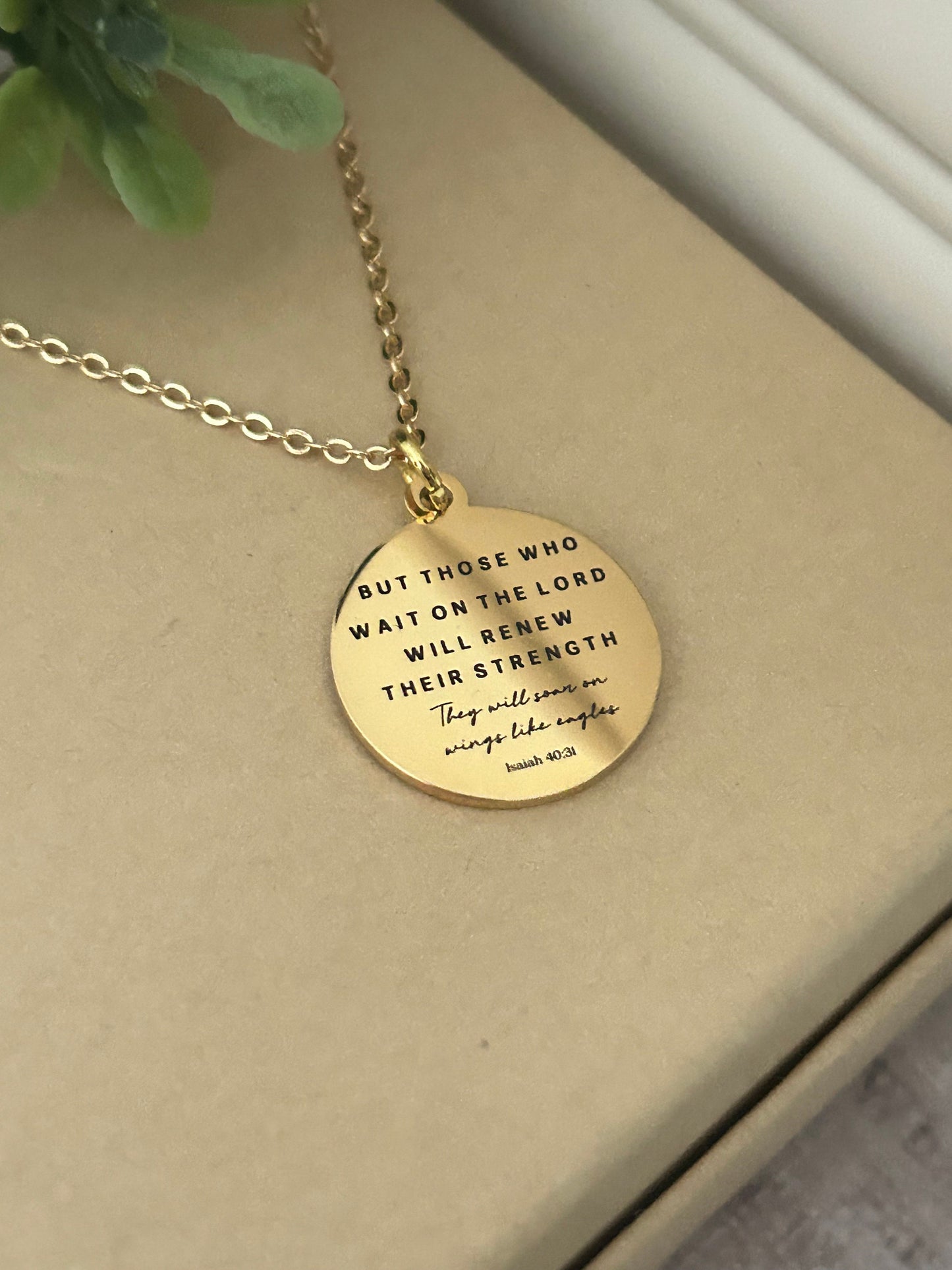 But those who wait on the Lord Bible Verse Gold Necklace, Isaiah 40:31, Christian Jewelry, Scripture Necklace, Christian Gifts for Women