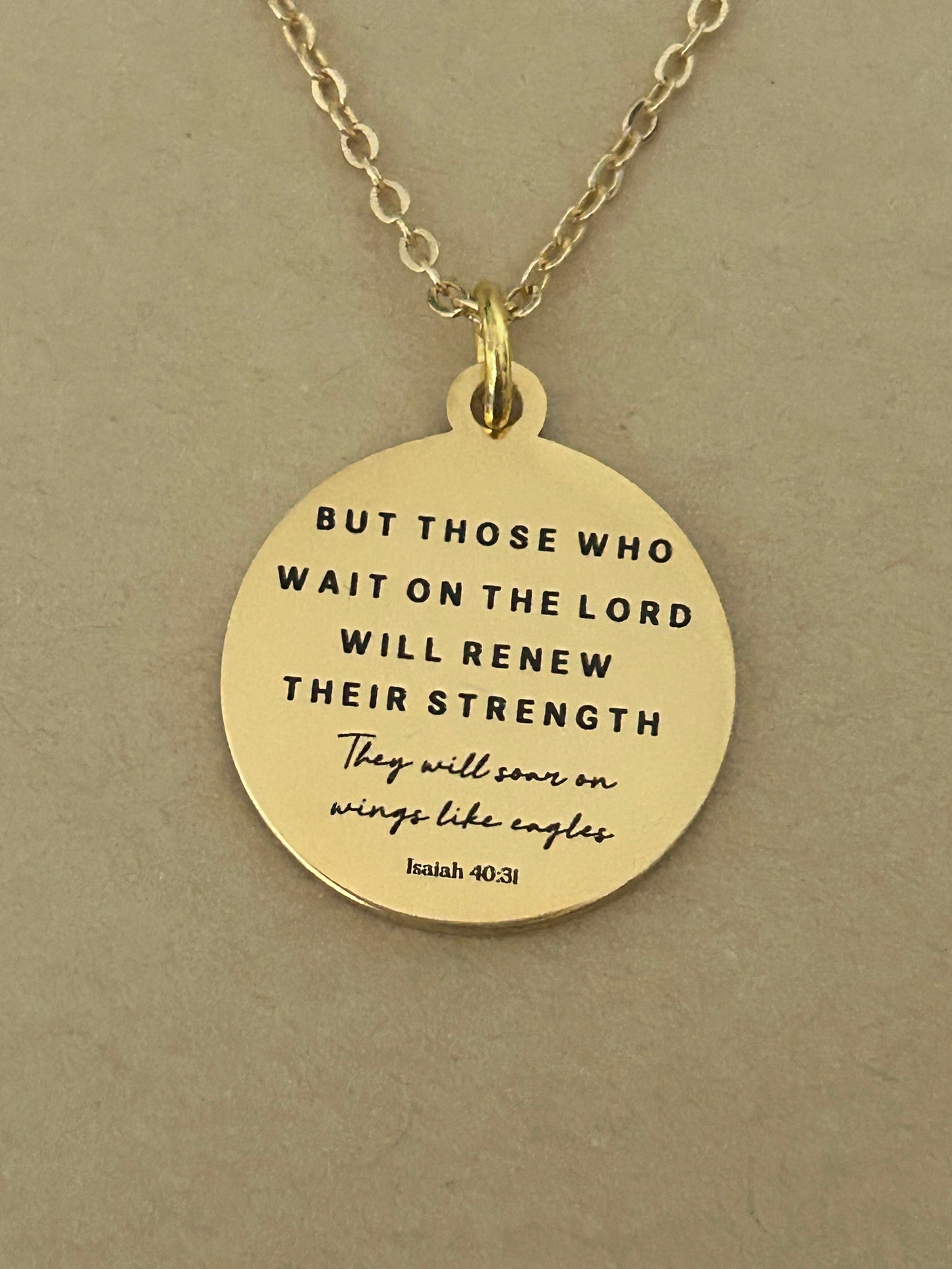 But those who wait on the Lord Bible Verse Gold Necklace, Isaiah 40:31, Christian Jewelry, Scripture Necklace, Christian Gifts for Women