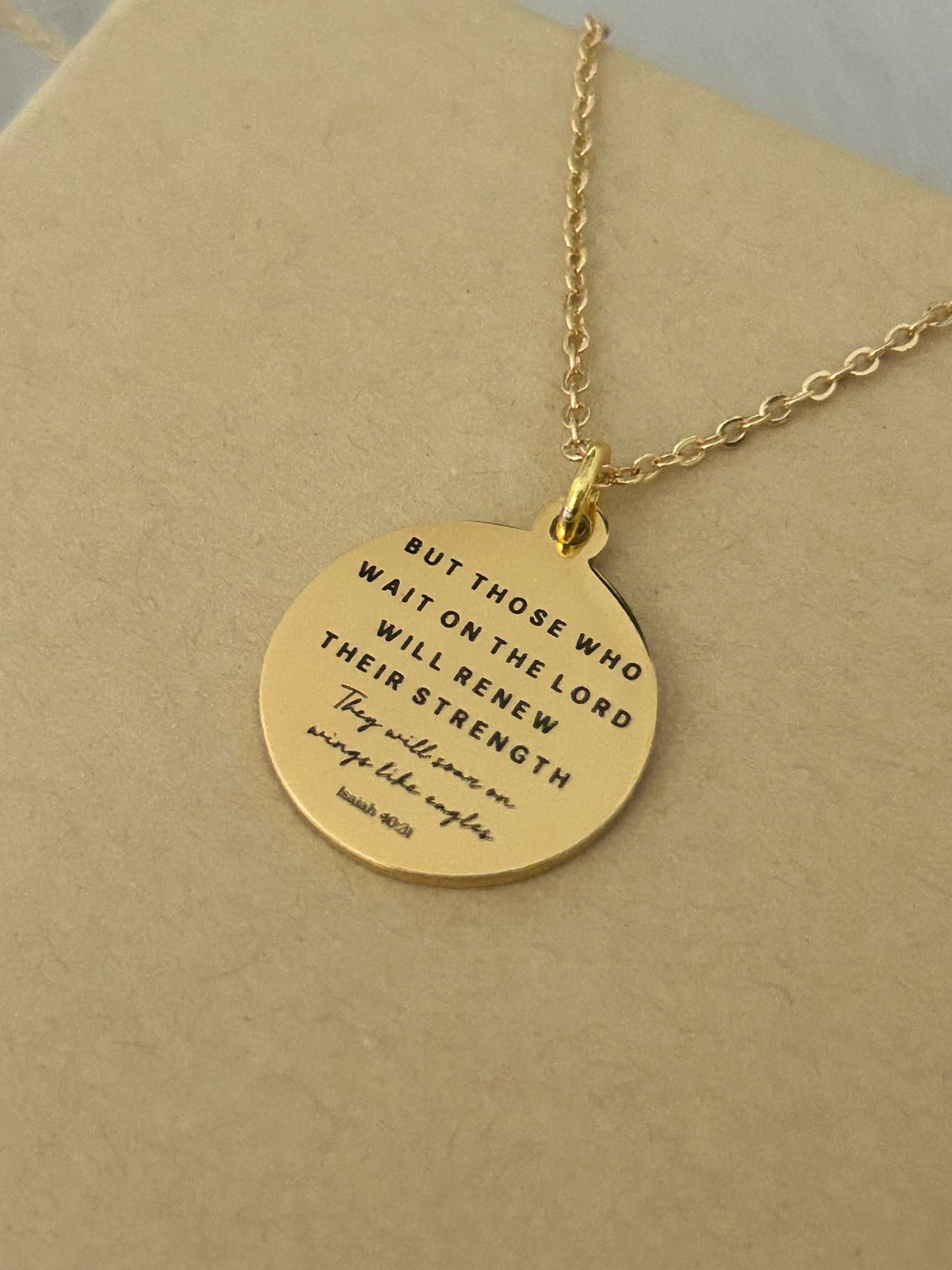 But those who wait on the Lord Bible Verse Gold Necklace, Isaiah 40:31, Christian Jewelry, Scripture Necklace, Christian Gifts for Women