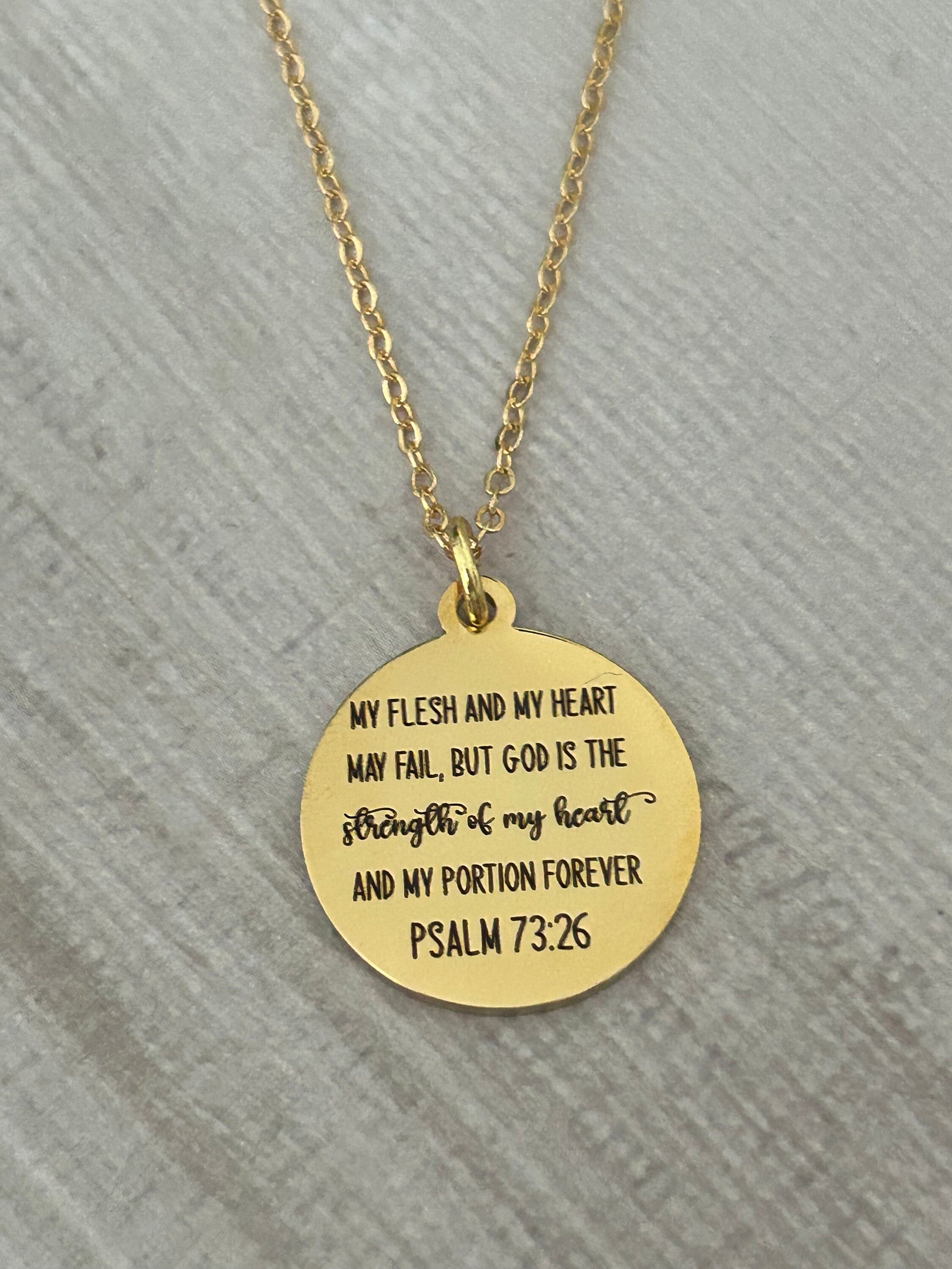 My Flesh and My heart may fail but God Bible Verse Necklace, 16K Gold Plated, Christian Gifts, Scripture Jewelry, Get well motivational gift