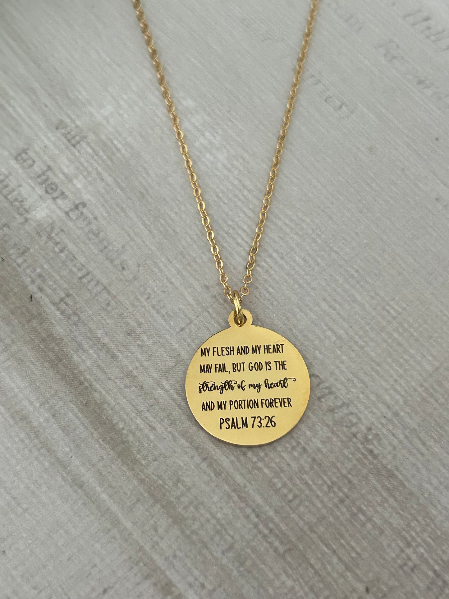 My Flesh and My heart may fail but God Bible Verse Necklace, 16K Gold Plated, Christian Gifts, Scripture Jewelry, Get well motivational gift