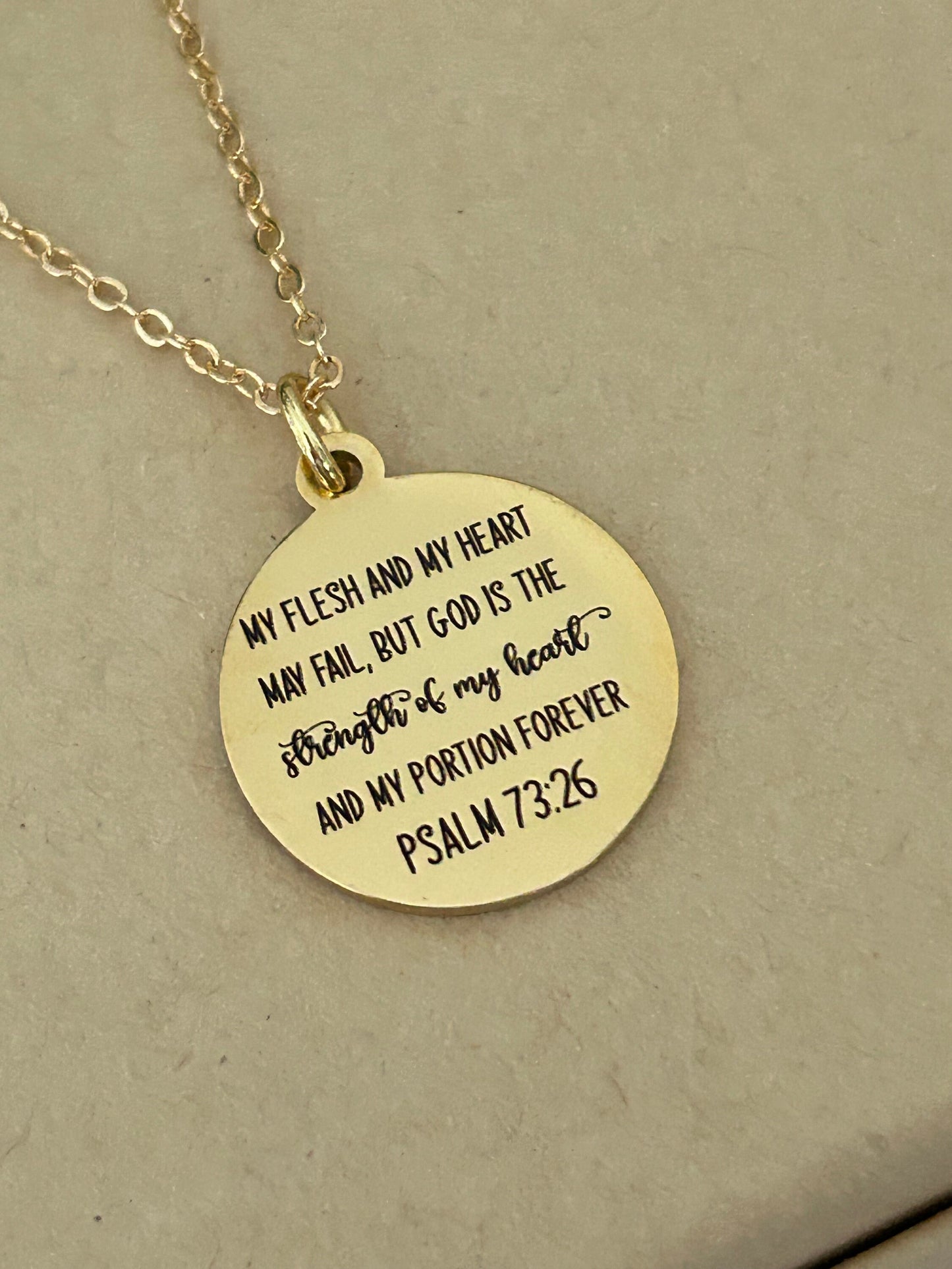 My Flesh and My heart may fail but God Bible Verse Necklace, 16K Gold Plated, Christian Gifts, Scripture Jewelry, Get well motivational gift