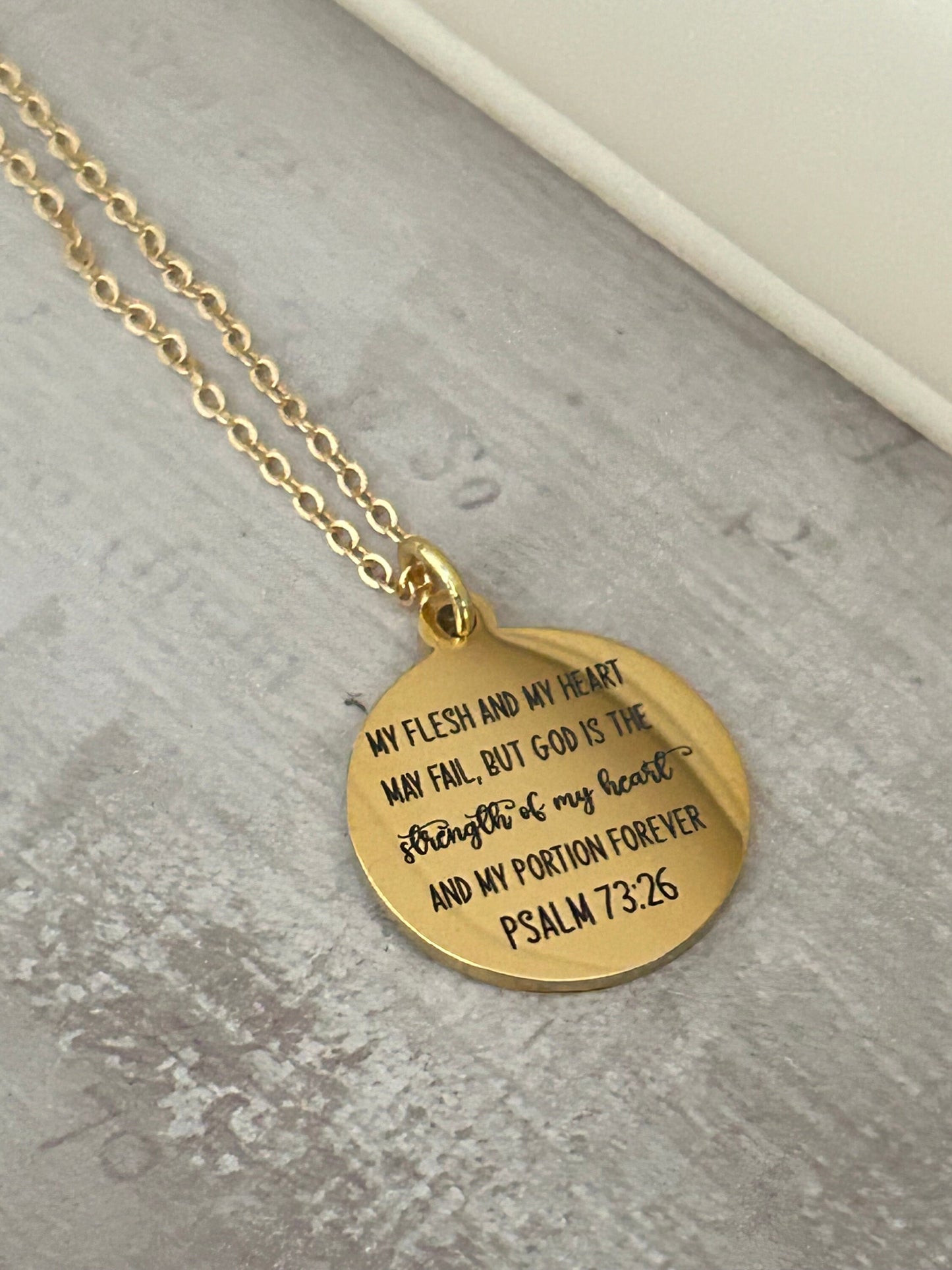 My Flesh and My heart may fail but God Bible Verse Necklace, 16K Gold Plated, Christian Gifts, Scripture Jewelry, Get well motivational gift