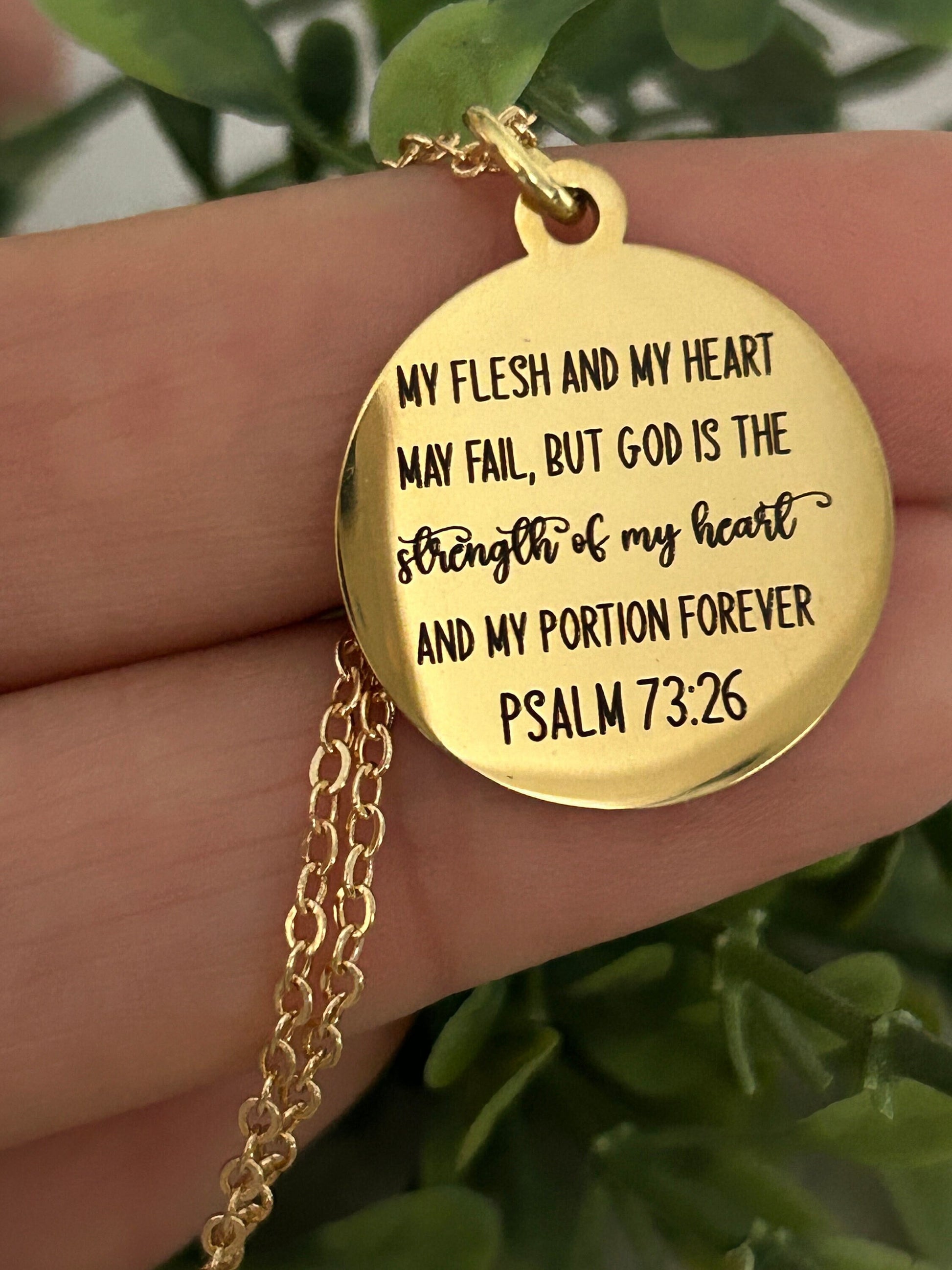 My Flesh and My heart may fail but God Bible Verse Necklace, 16K Gold Plated, Christian Gifts, Scripture Jewelry, Get well motivational gift