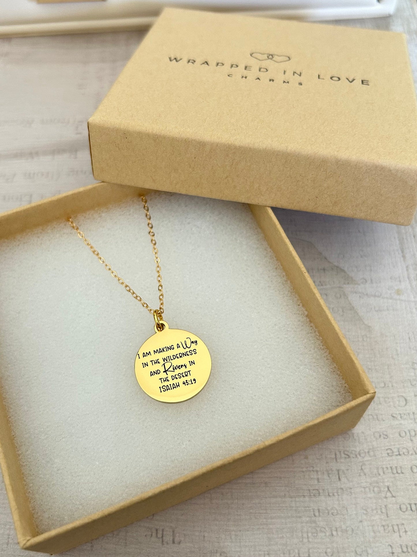 I am making a way in the wilderness Bible Necklace Isaiah 43:19, Christian Gifts, Motivational Necklace, Gift for Mom, Inspirational Jewelry