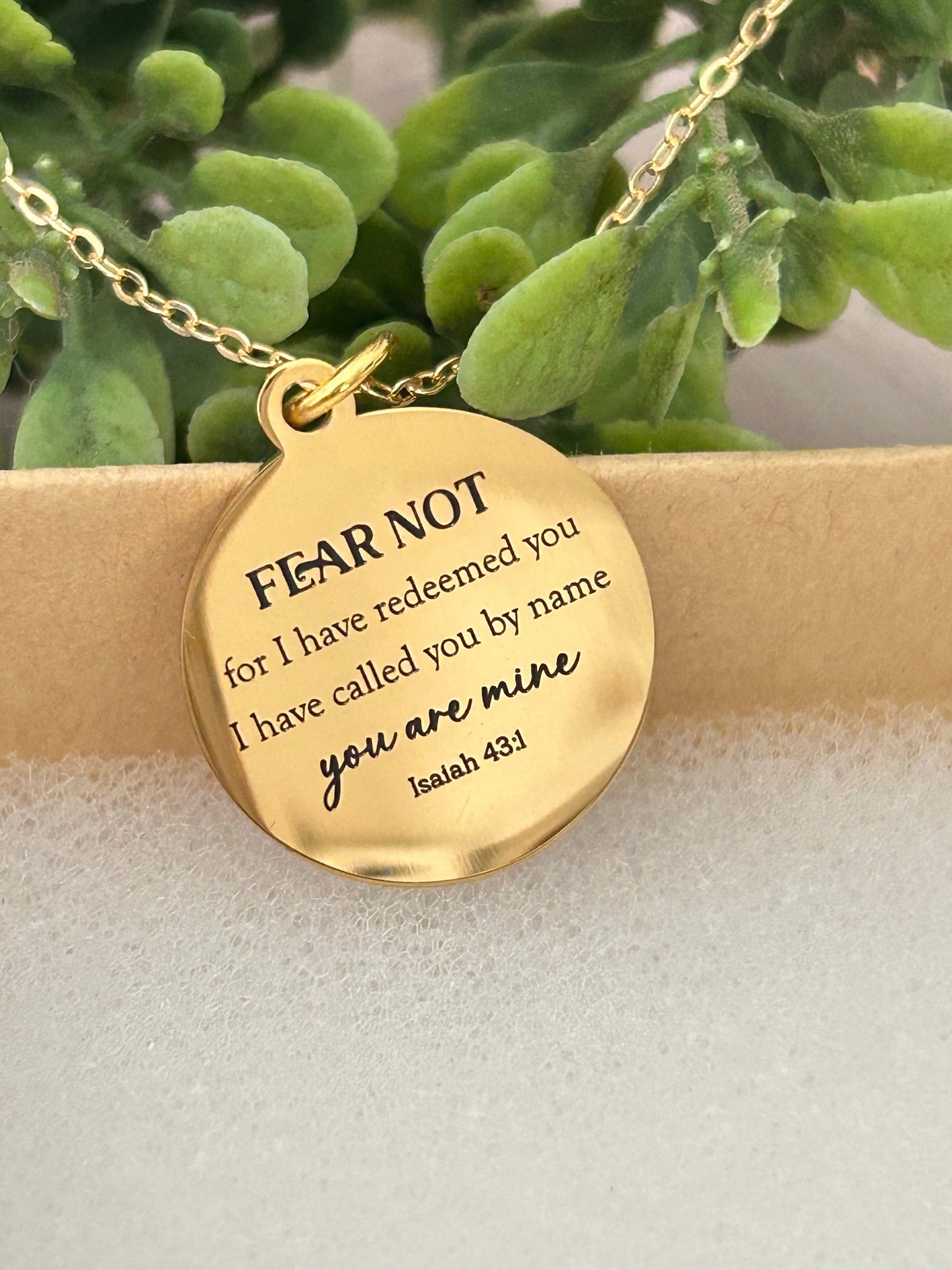 Fear not for I have redeemed you Bible Verse Gold Necklace, Isaiah 43:1, Christian Jewelry Gifts, Scripture Personalized engraved Necklace