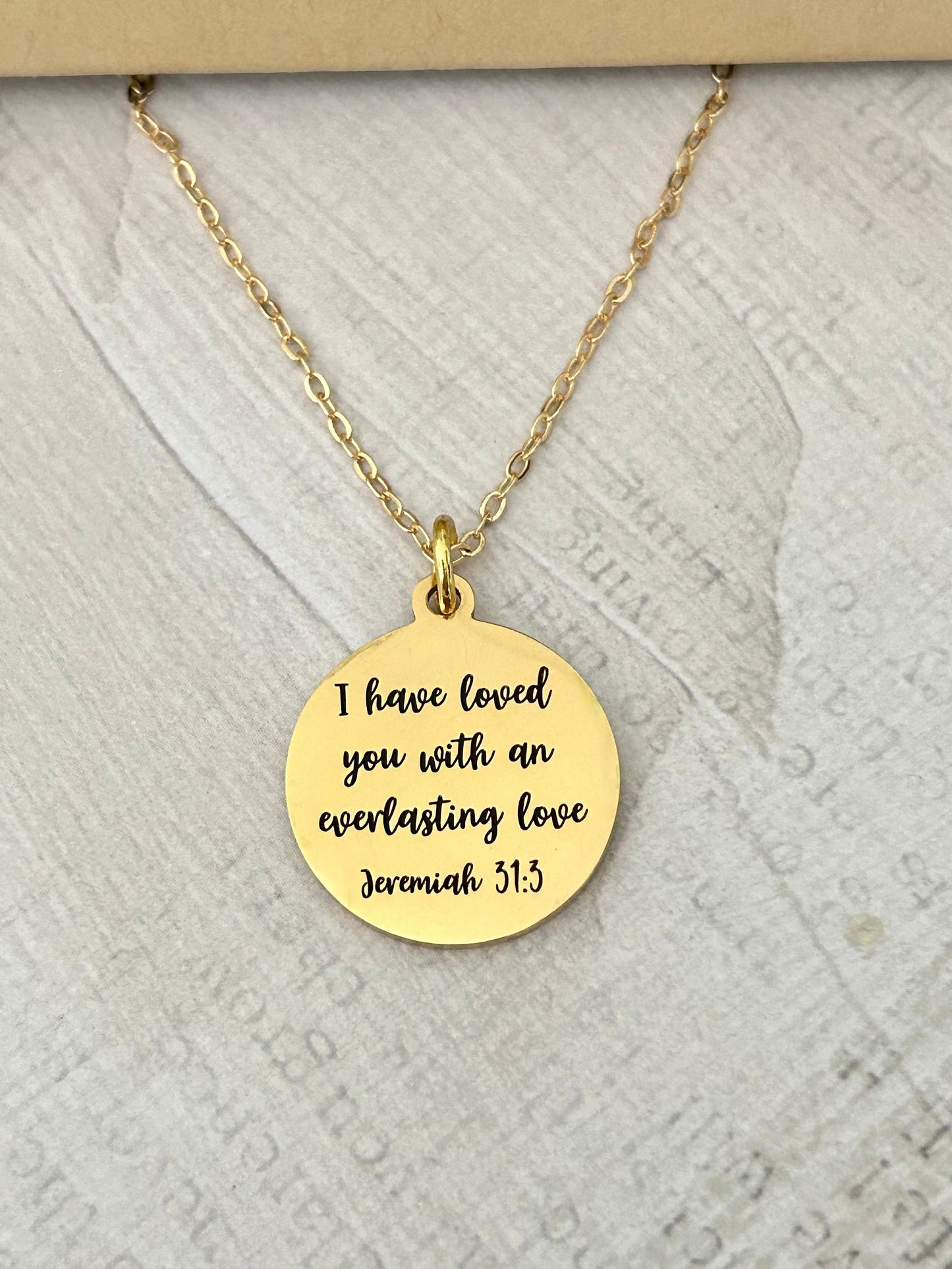 Jeremiah 31:3 Necklace | "I Have Loved You With an Everlasting Love" Scripture Necklace | Christian Gift for Women | Faith Charms Jewelry