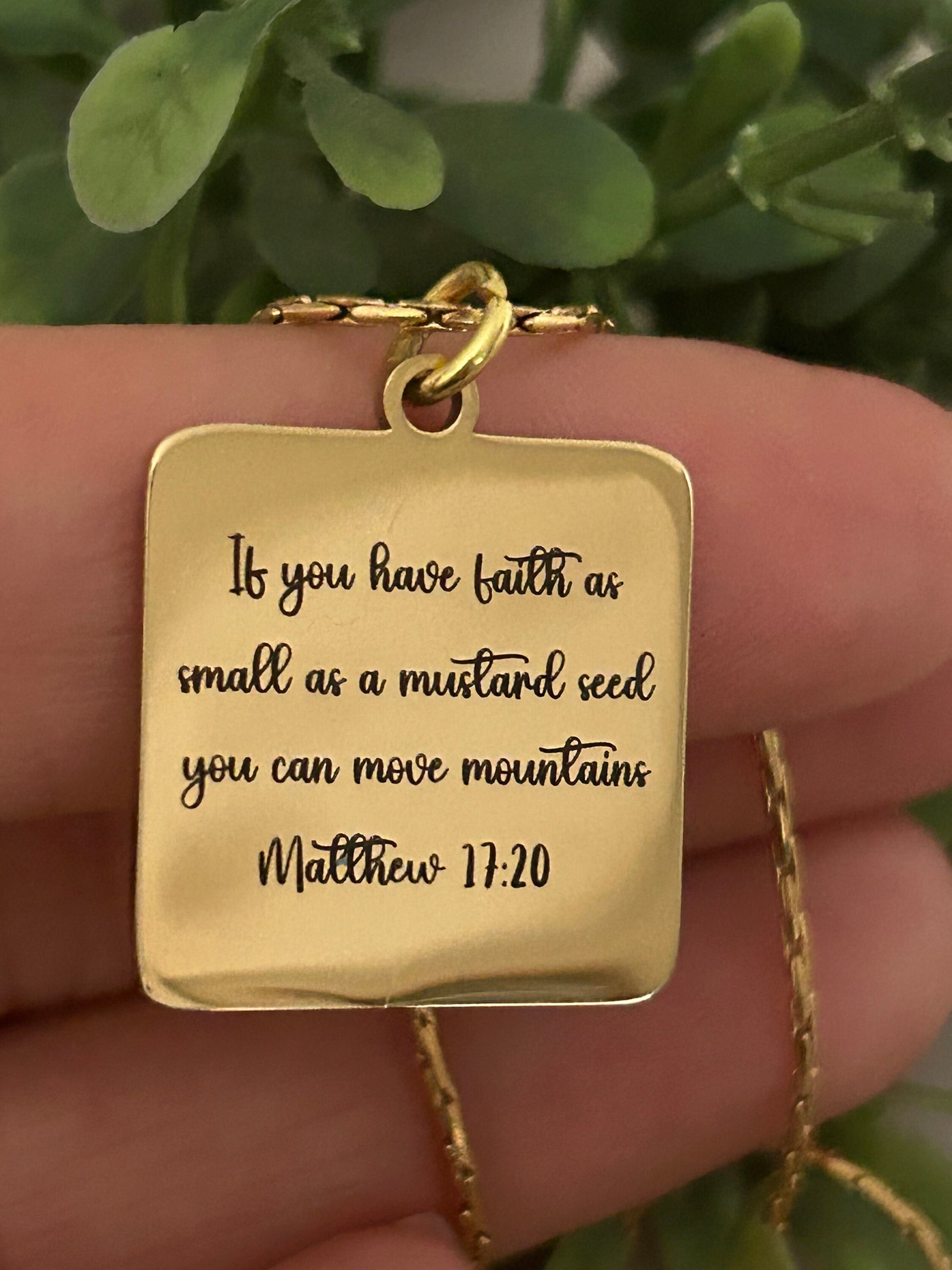 Mustard Seed Necklace Jewelry, Faith As Small As A Mustard Seed Can Move Mountains, Christian Gifts Jewelry, 18K Gold Plated, Mathew 17:20,