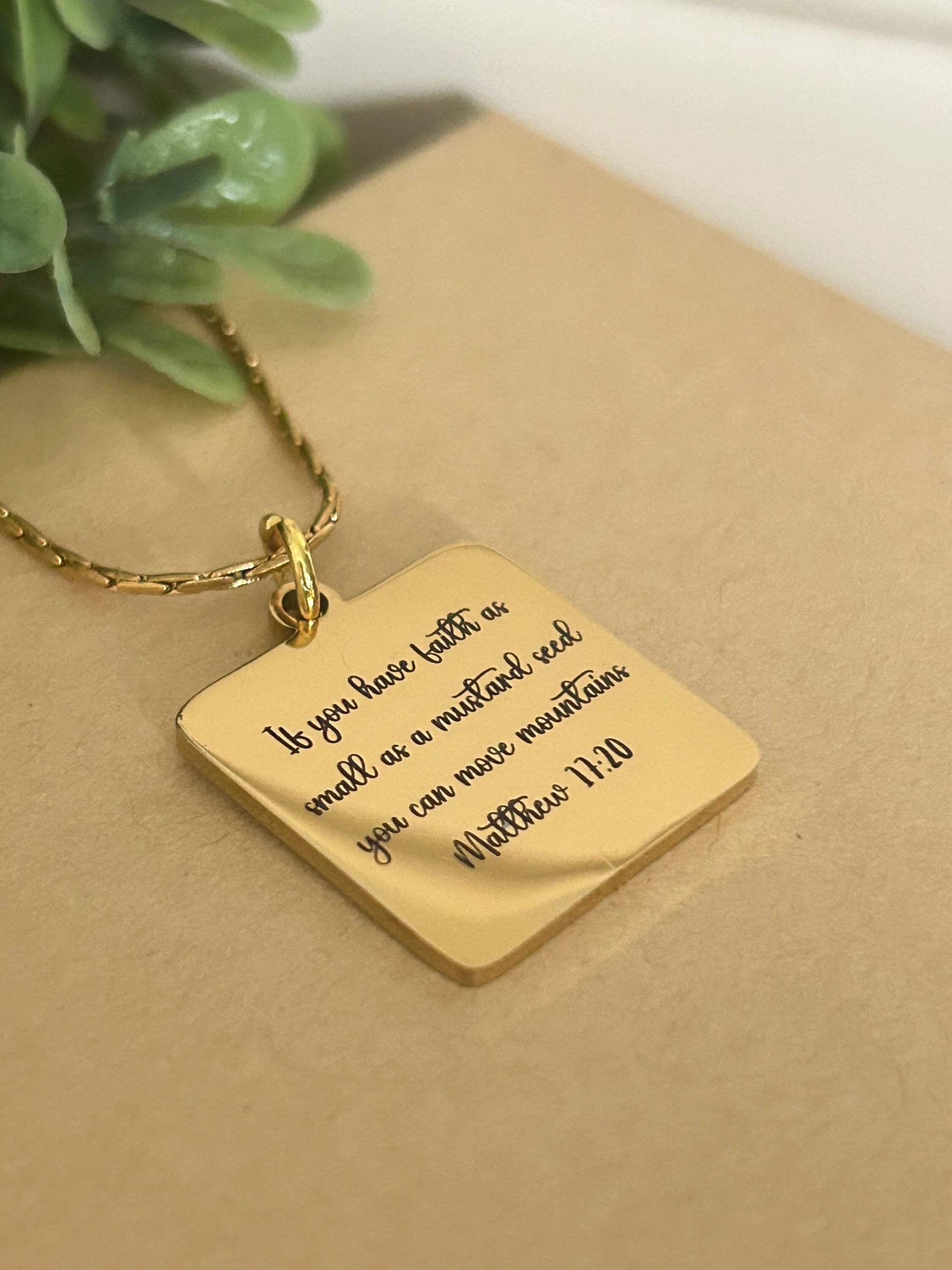 Mustard Seed Necklace Jewelry, Faith As Small As A Mustard Seed Can Move Mountains, Christian Gifts Jewelry, 18K Gold Plated, Mathew 17:20,