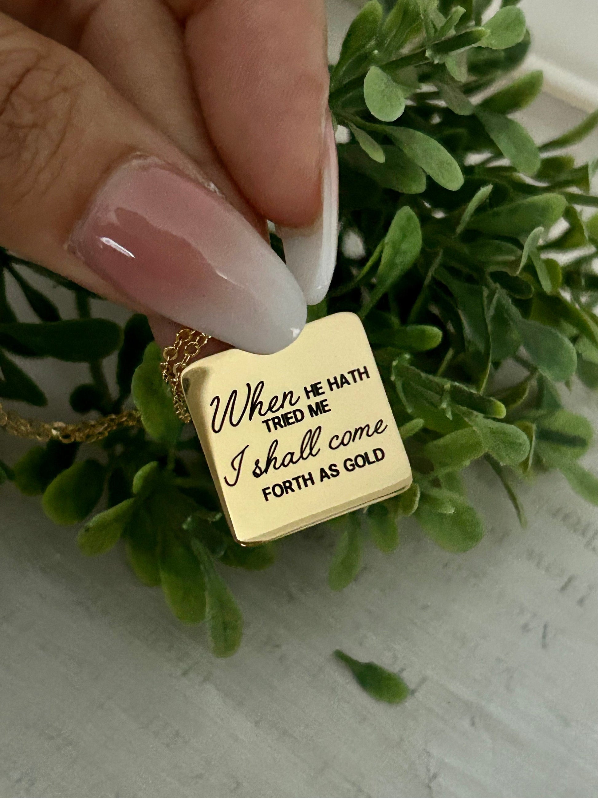 I shall come forth as gold Bible Verse Necklace, Job 23:10, Christian Jewelry Gifts, Scripture Faith Necklace, Custom Quote Jewelry