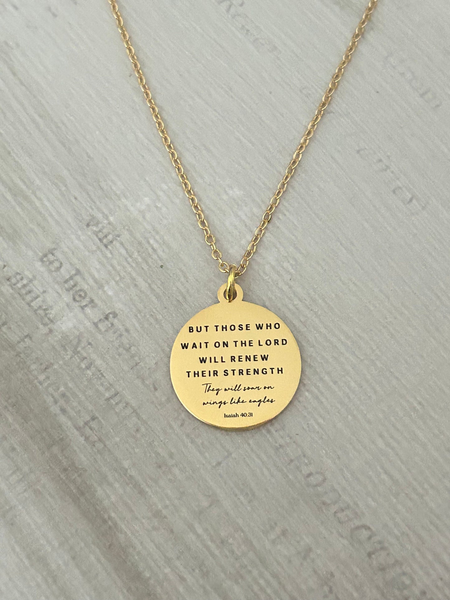 But those who wait on the Lord Bible Verse Gold Necklace, Isaiah 40:31, Christian Jewelry, Scripture Necklace, Christian Gifts for Women